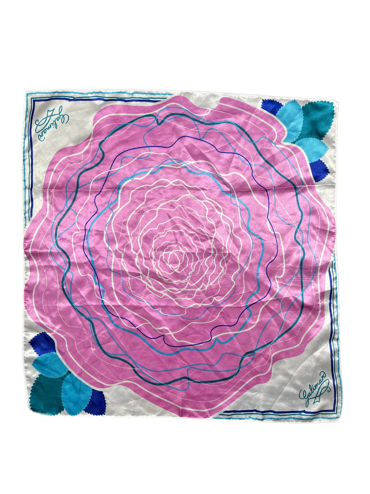 Vintage Galimard Handkerchief Pink White