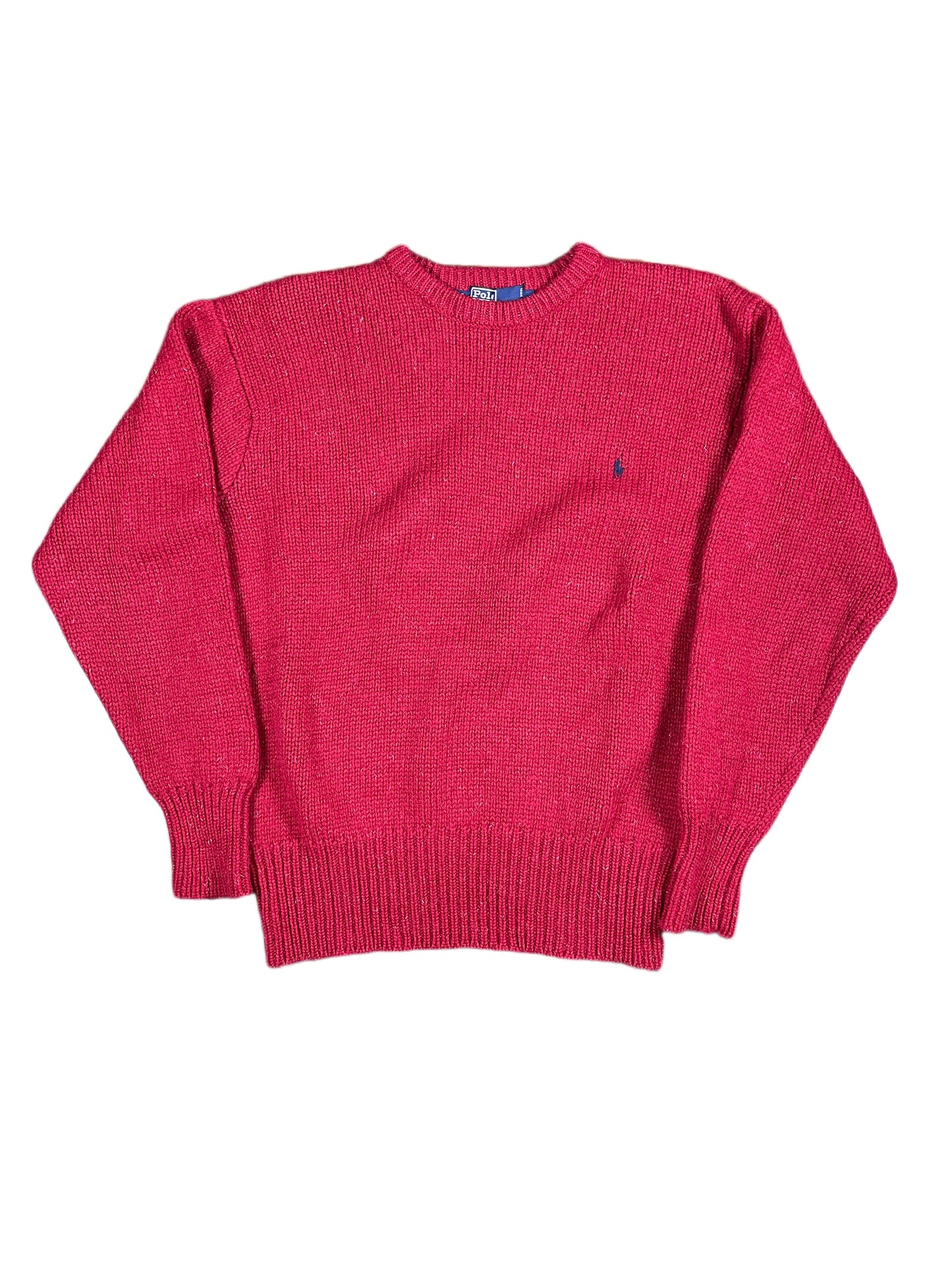 Vintage Polo Ralph Lauren Knitted Sweatshirt Red - XL