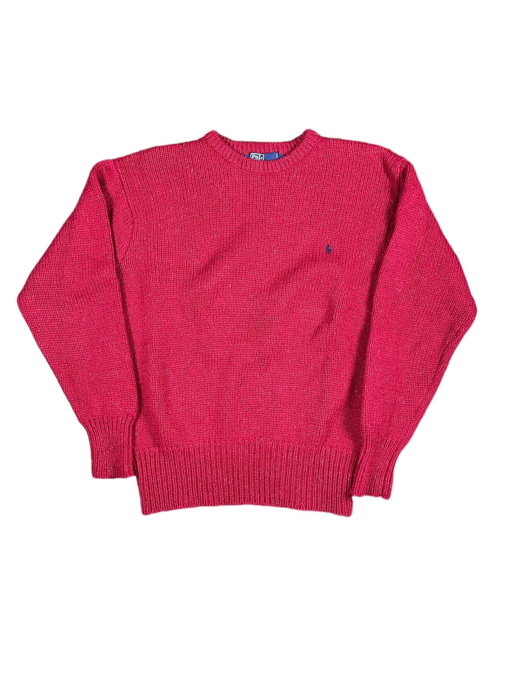 Vintage Polo Ralph Lauren Knitted Sweatshirt Red - XL