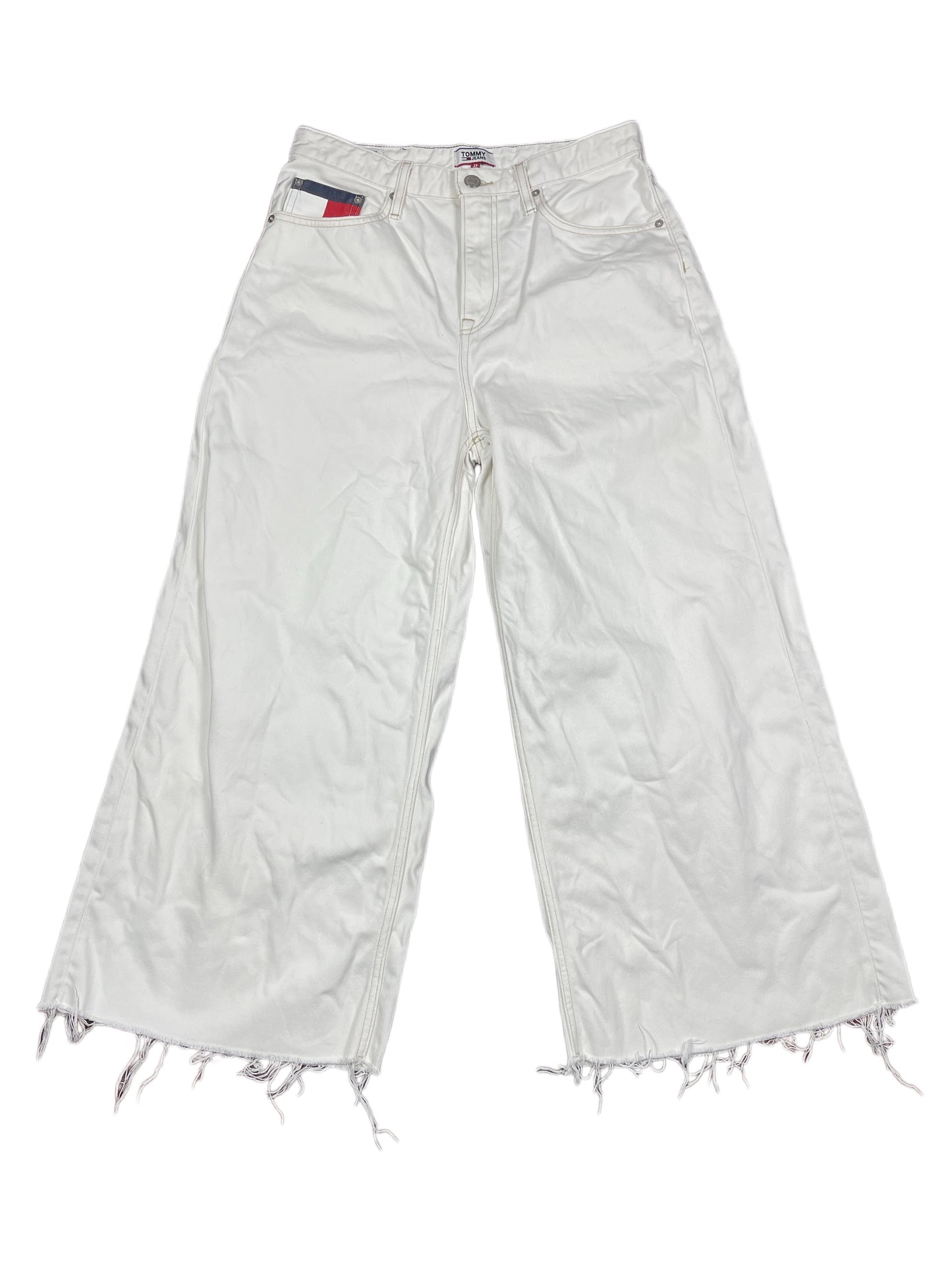 Y2k Tommy Hilfiger High Waist Wide Leg Denim Pants White - M/L