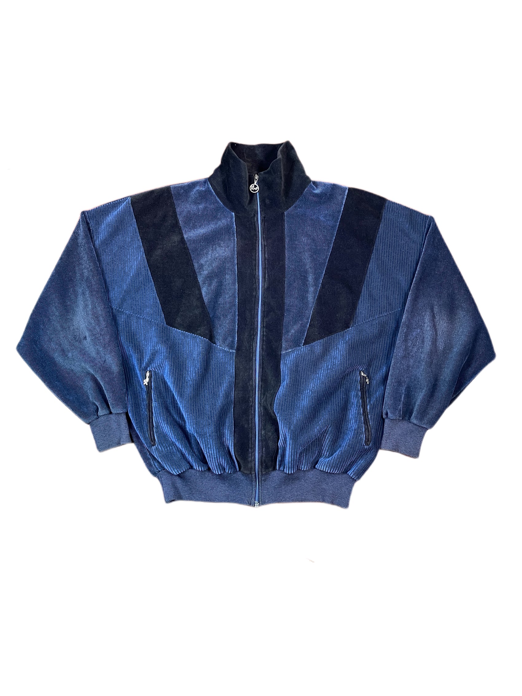 Vintage Ruff Zip Corduroy Sport Jacket Navy Black - XL/XXL