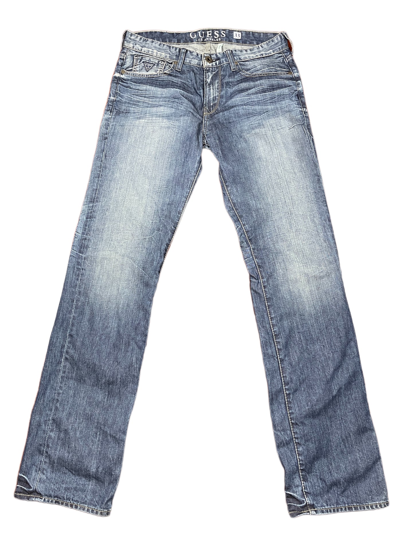 Y2k Guess Straight Denim Pants Blue - M/L