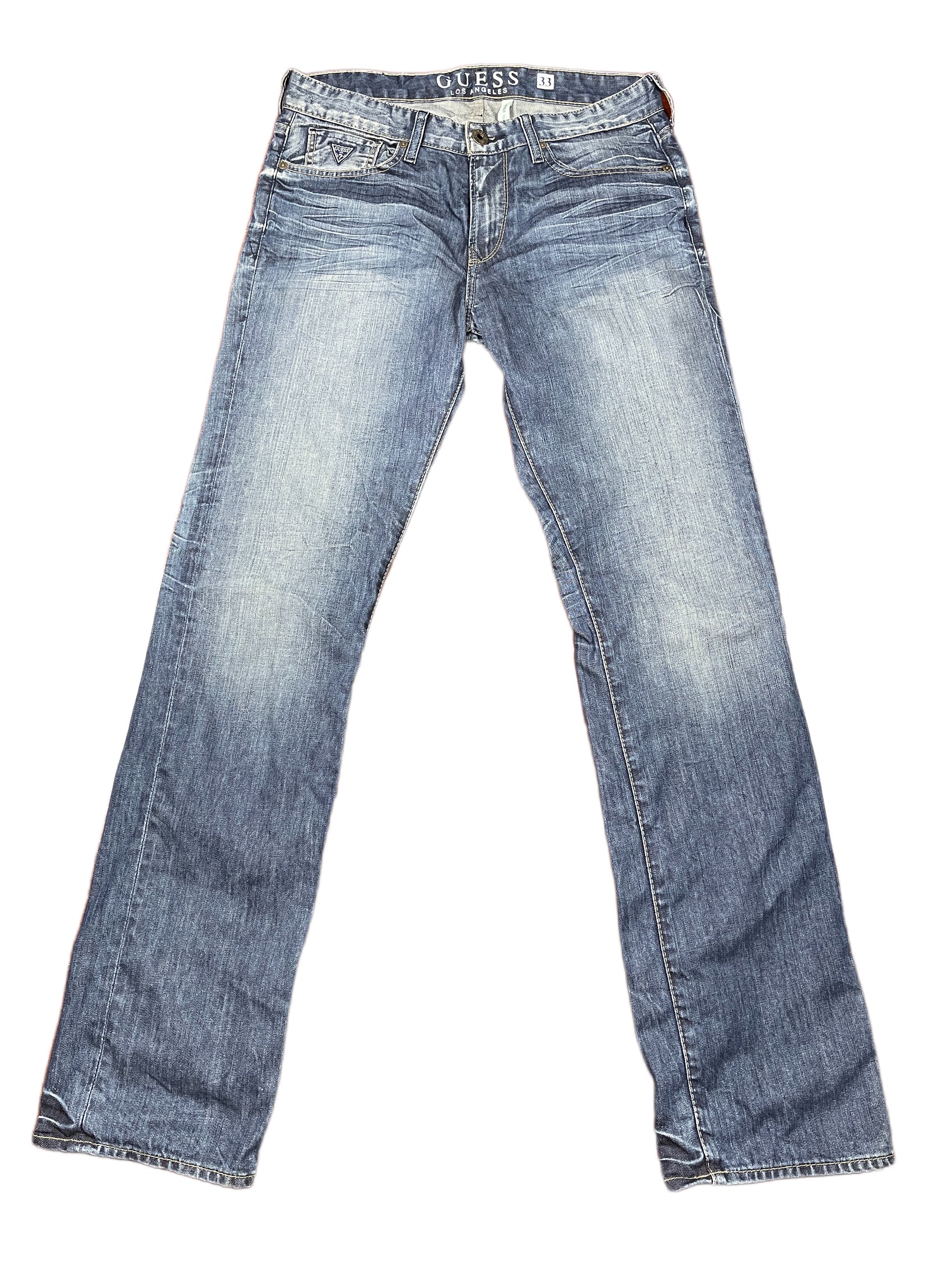 Y2k Guess Straight Denim Pants Blue - M/L