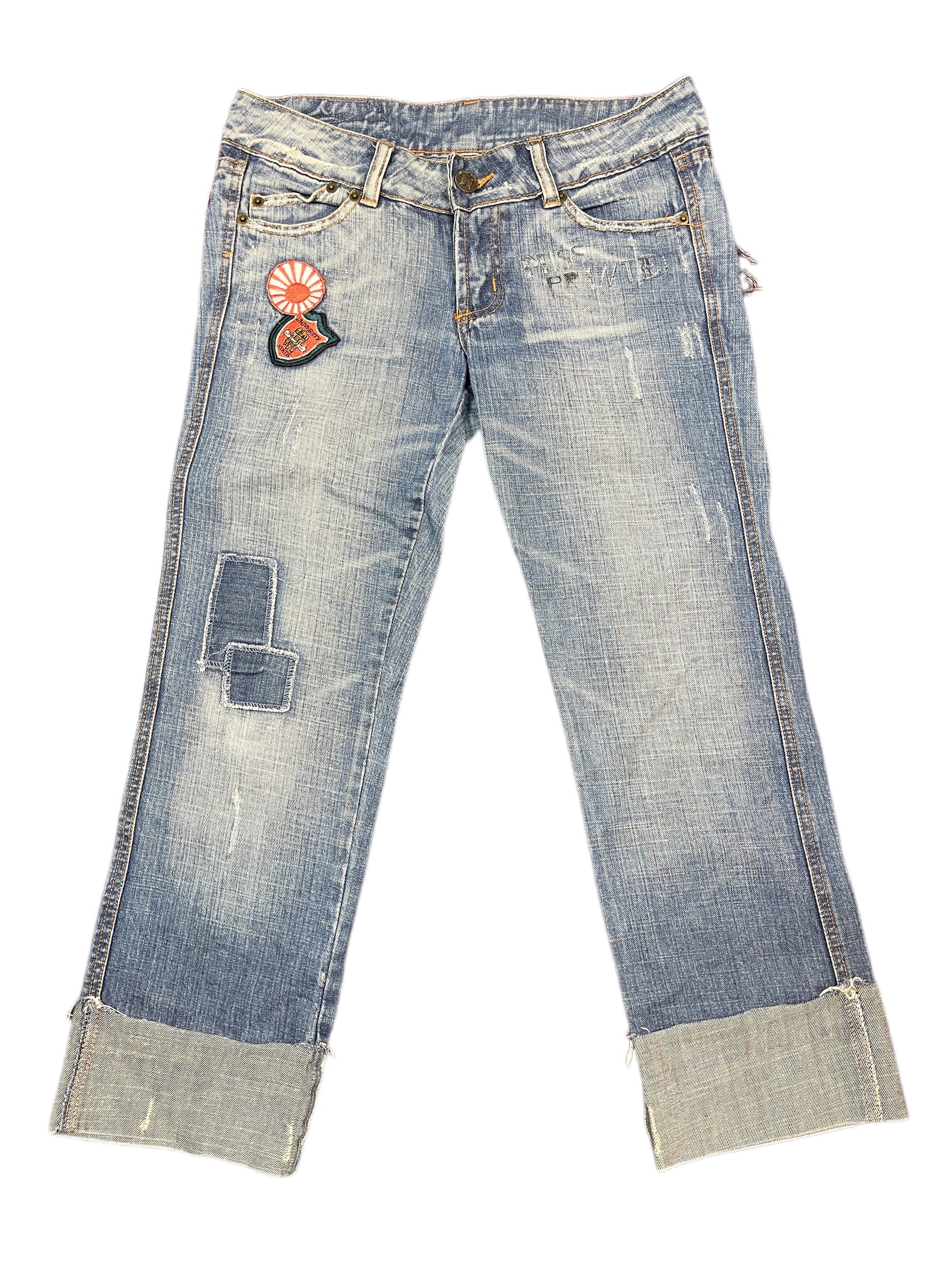 Y2k Blanco Low Waist Denim Capri Pants Blue - S