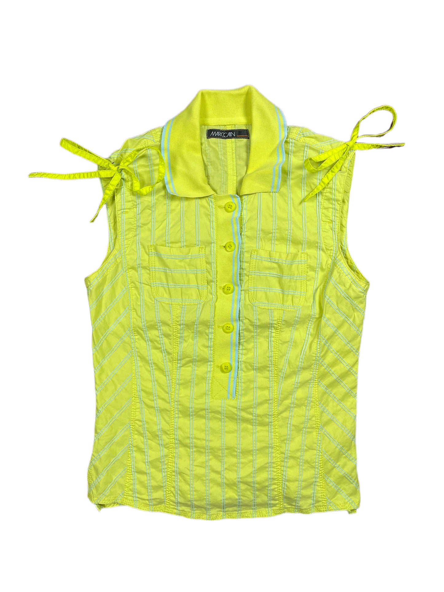 Y2k Marc Cain Sleeveless Top Green Blue - M/L