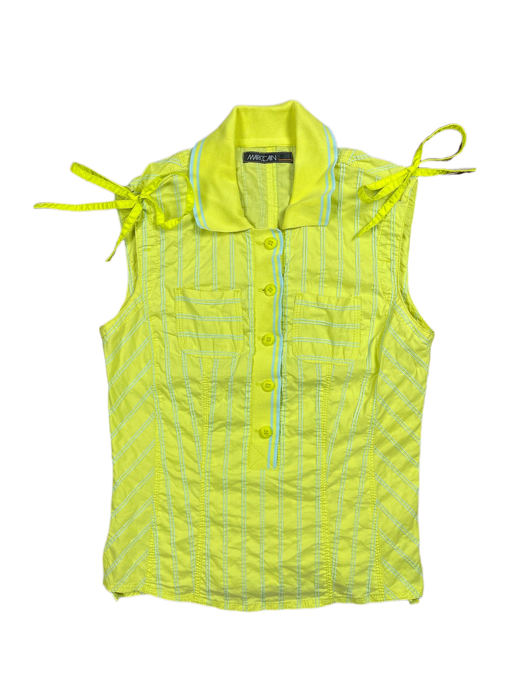 Y2k Marc Cain Sleeveless Top Green Blue - M/L