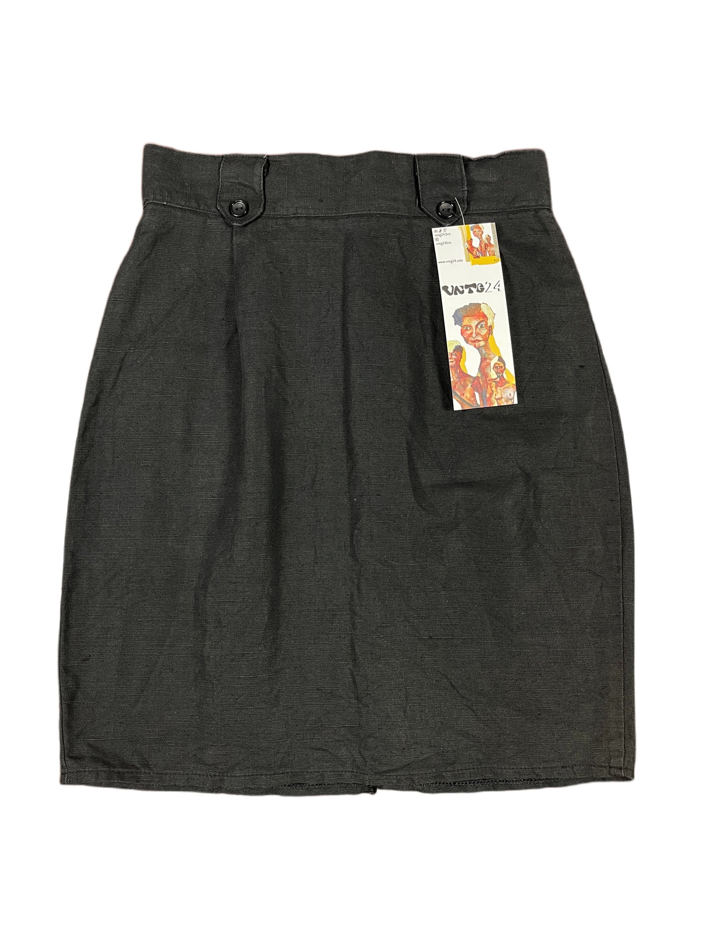 Vintage Linen Skirt Black - M