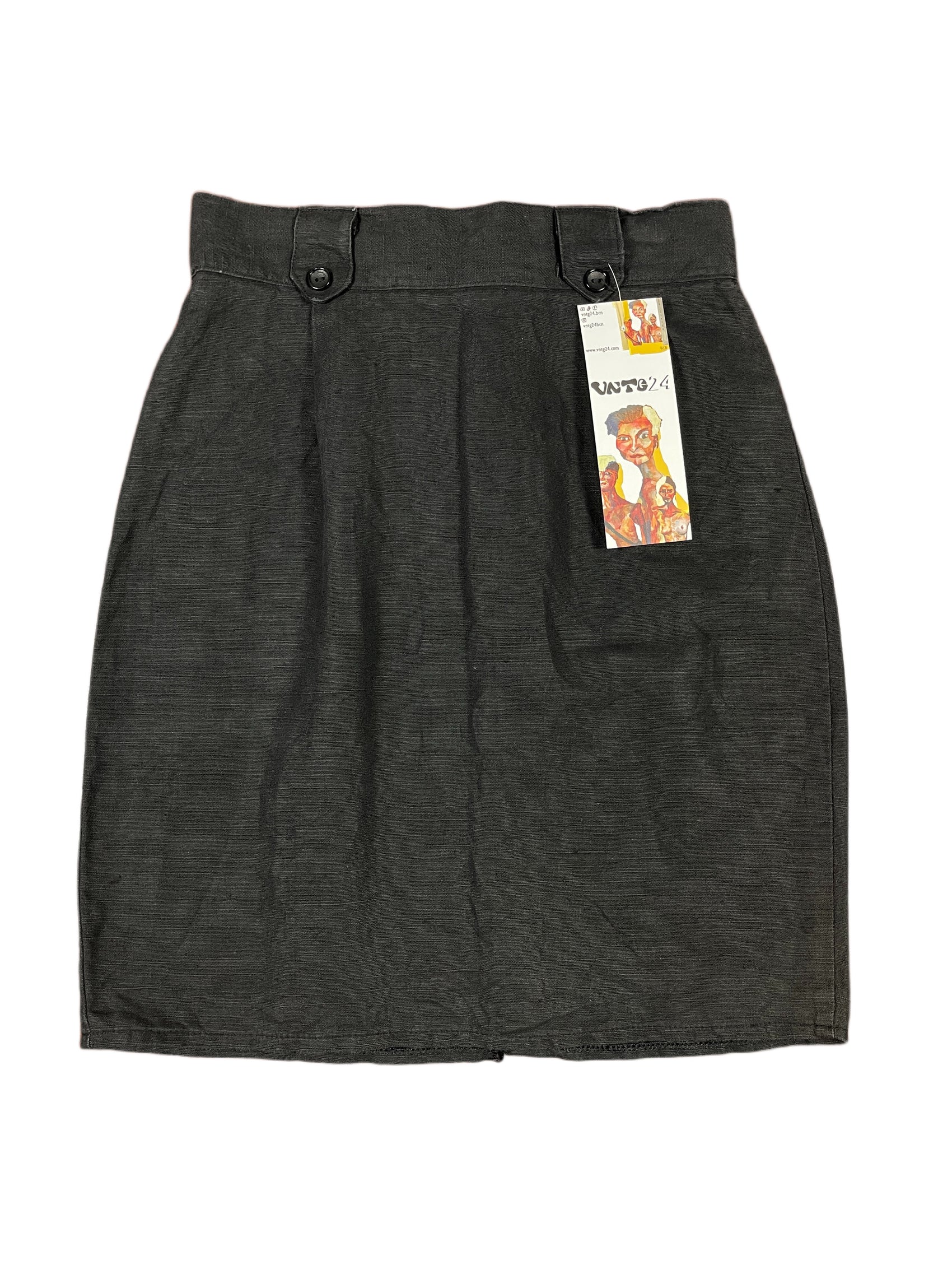 Vintage Linen Skirt Black - M