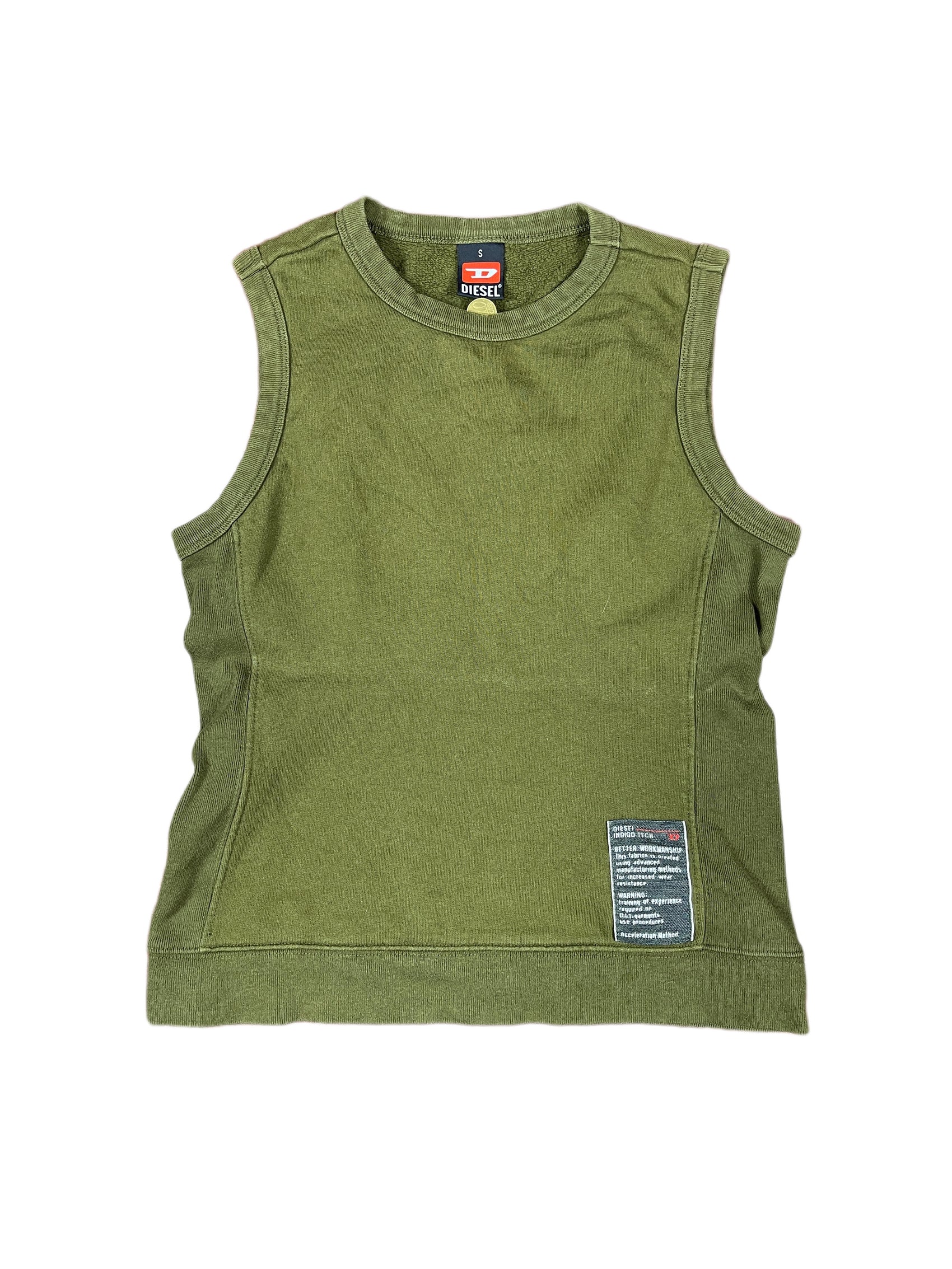 Y2k Diesel Sleeveless Sweatshirt Olive Green -S