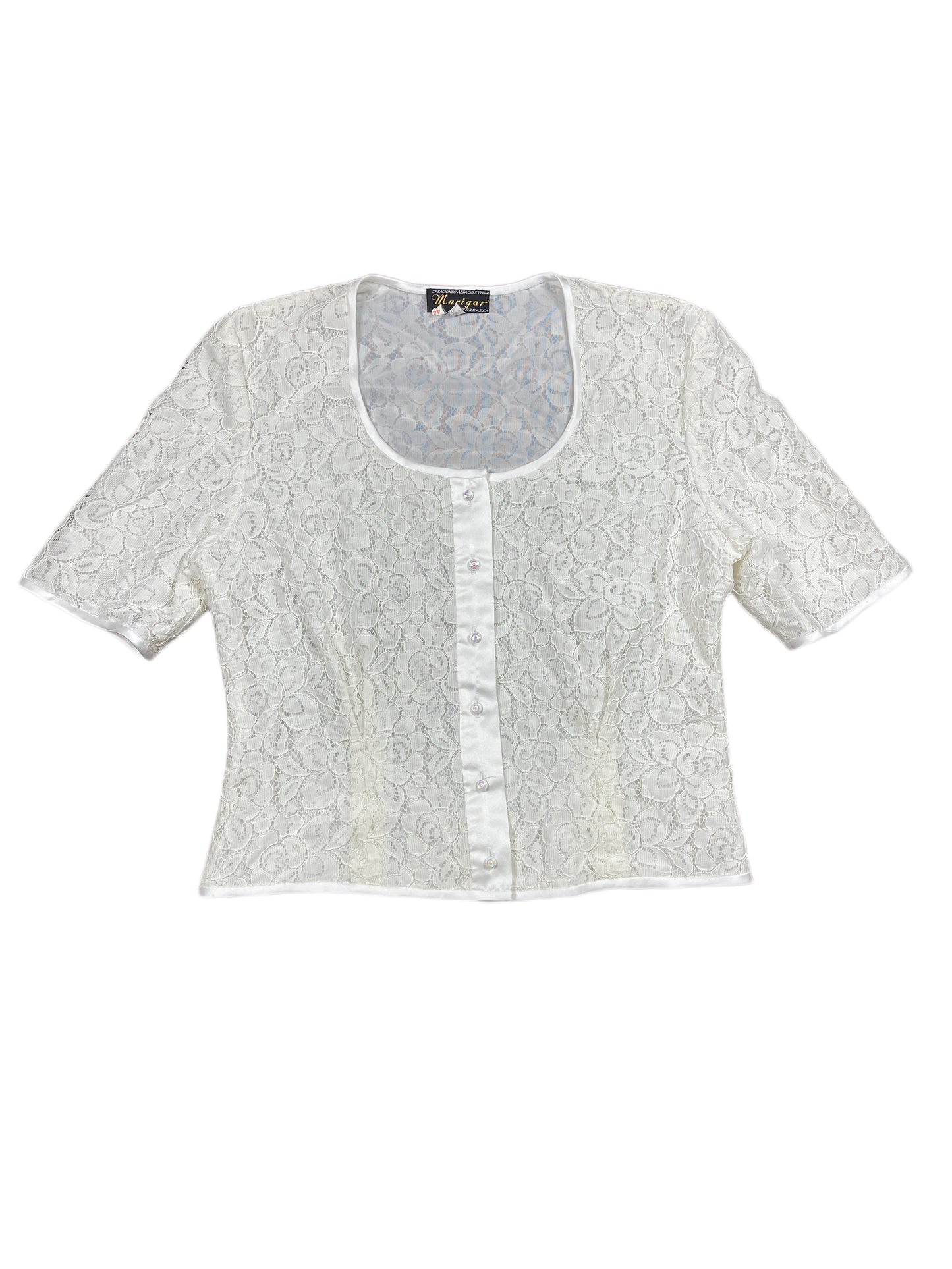 Vintage Marigar Short Sleeve Top White - XXL