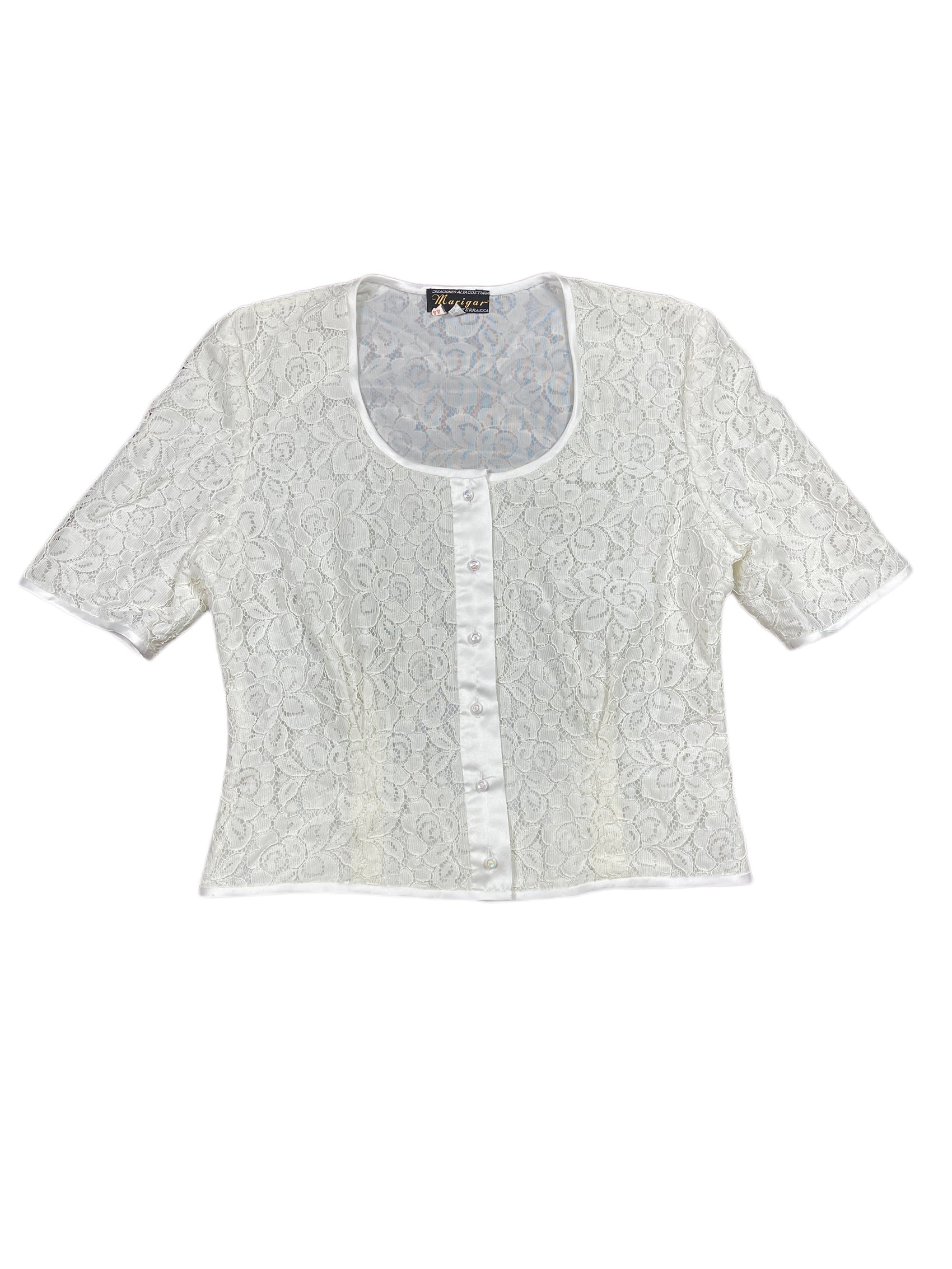 Vintage Marigar Short Sleeve Top White - XXL