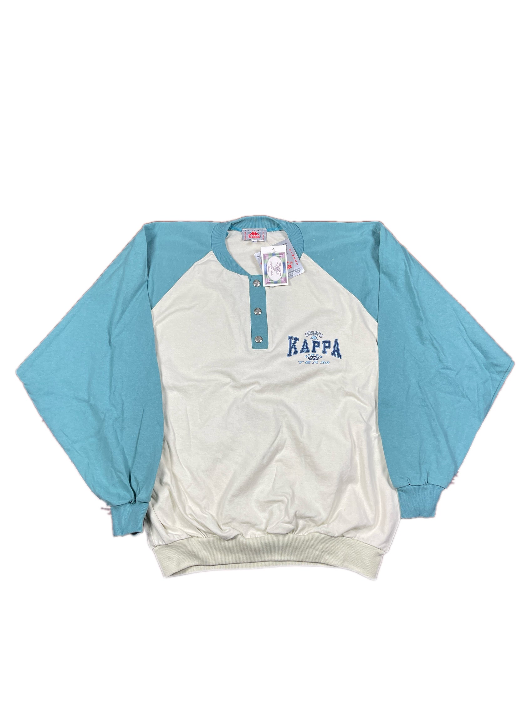 Vintage Kappa 1990s Sweatshirt Cream Turquoise - XL