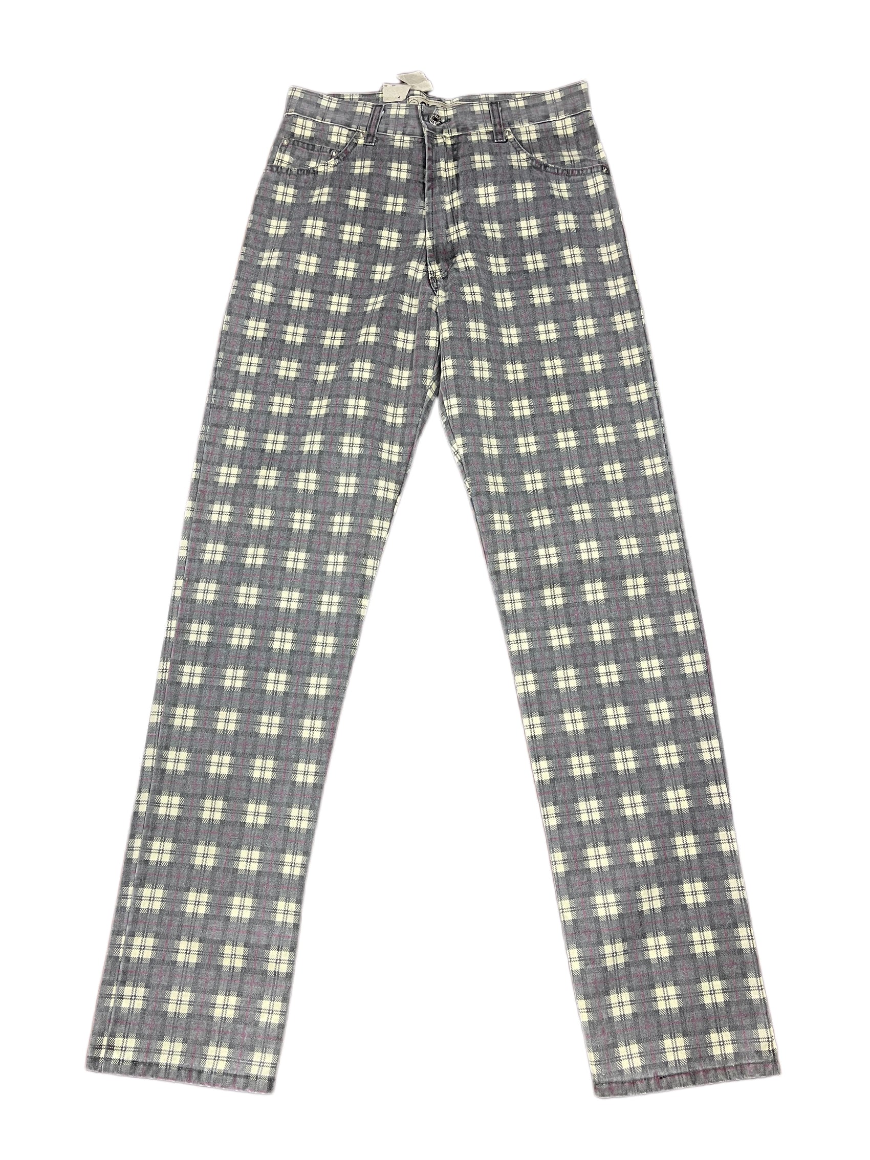 Vintage Cigaree Pants Checkered Gray Cream - M/L
