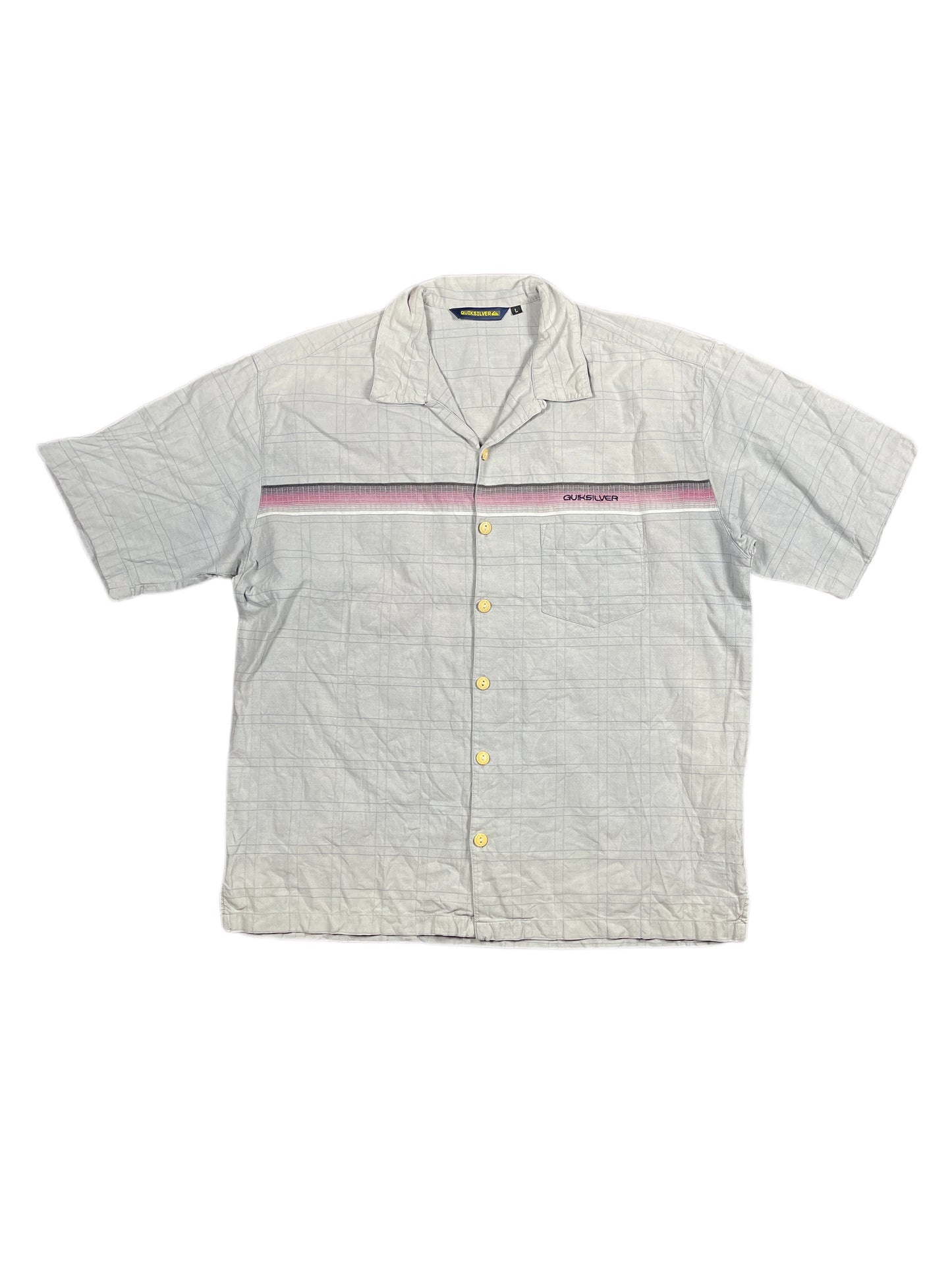 Y2k Quiksilver Short Sleeve Shirt Gray - L