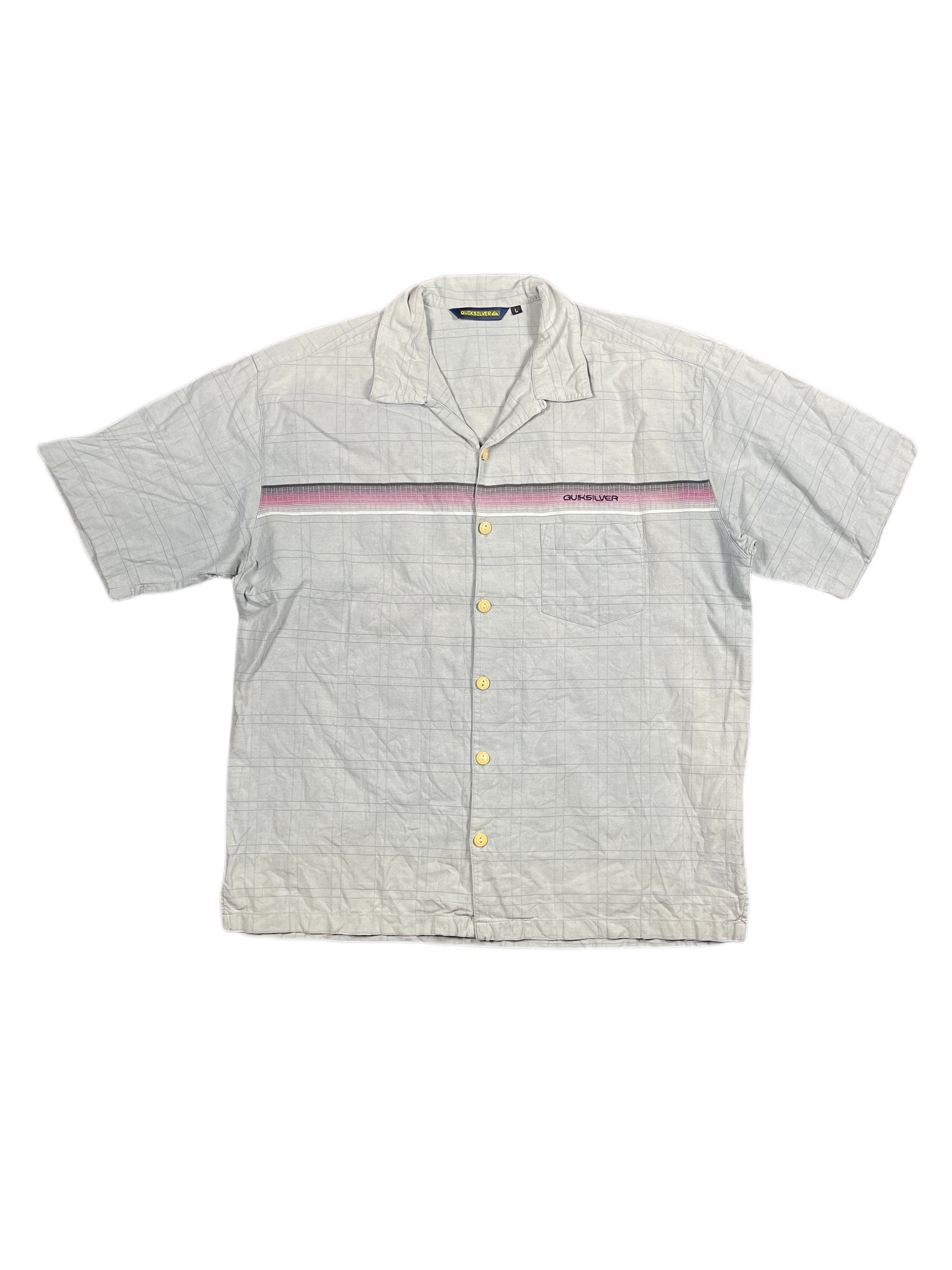 Y2k Quiksilver Short Sleeve Shirt Gray - L