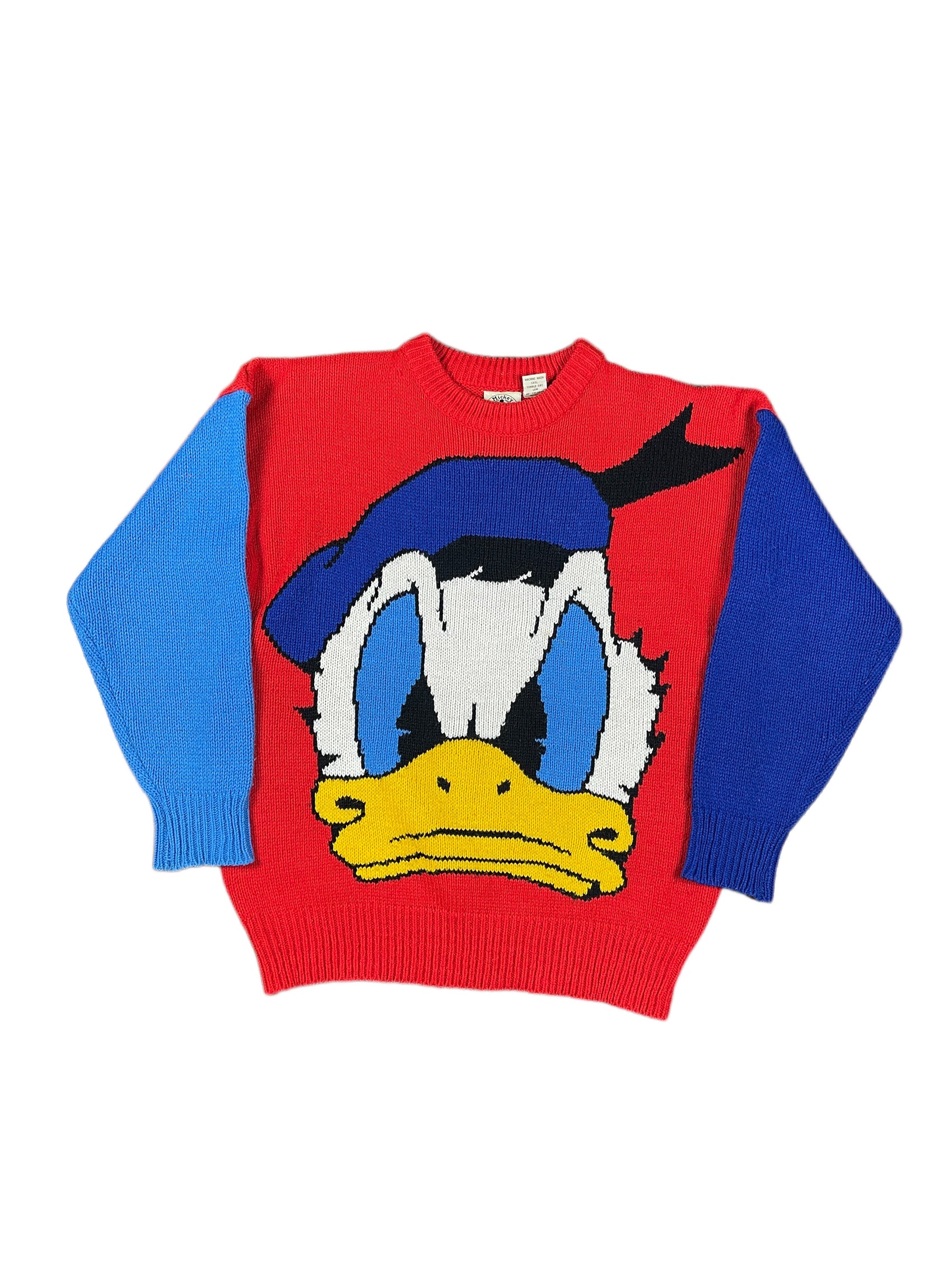 Vintage Disney Donald Duck Knitted Sweatshirt Red Multicolor - S
