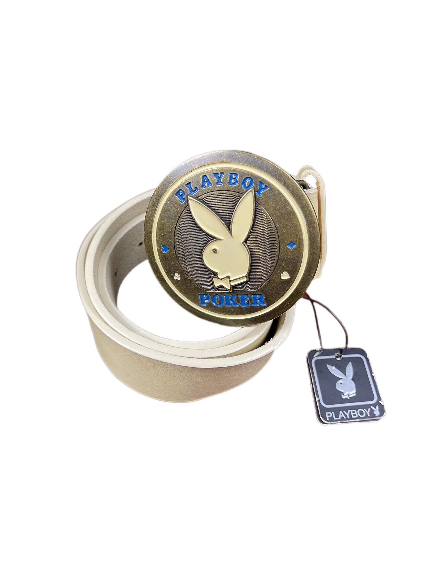 Y2k Playboy Leather Plug Belt Beige 2004