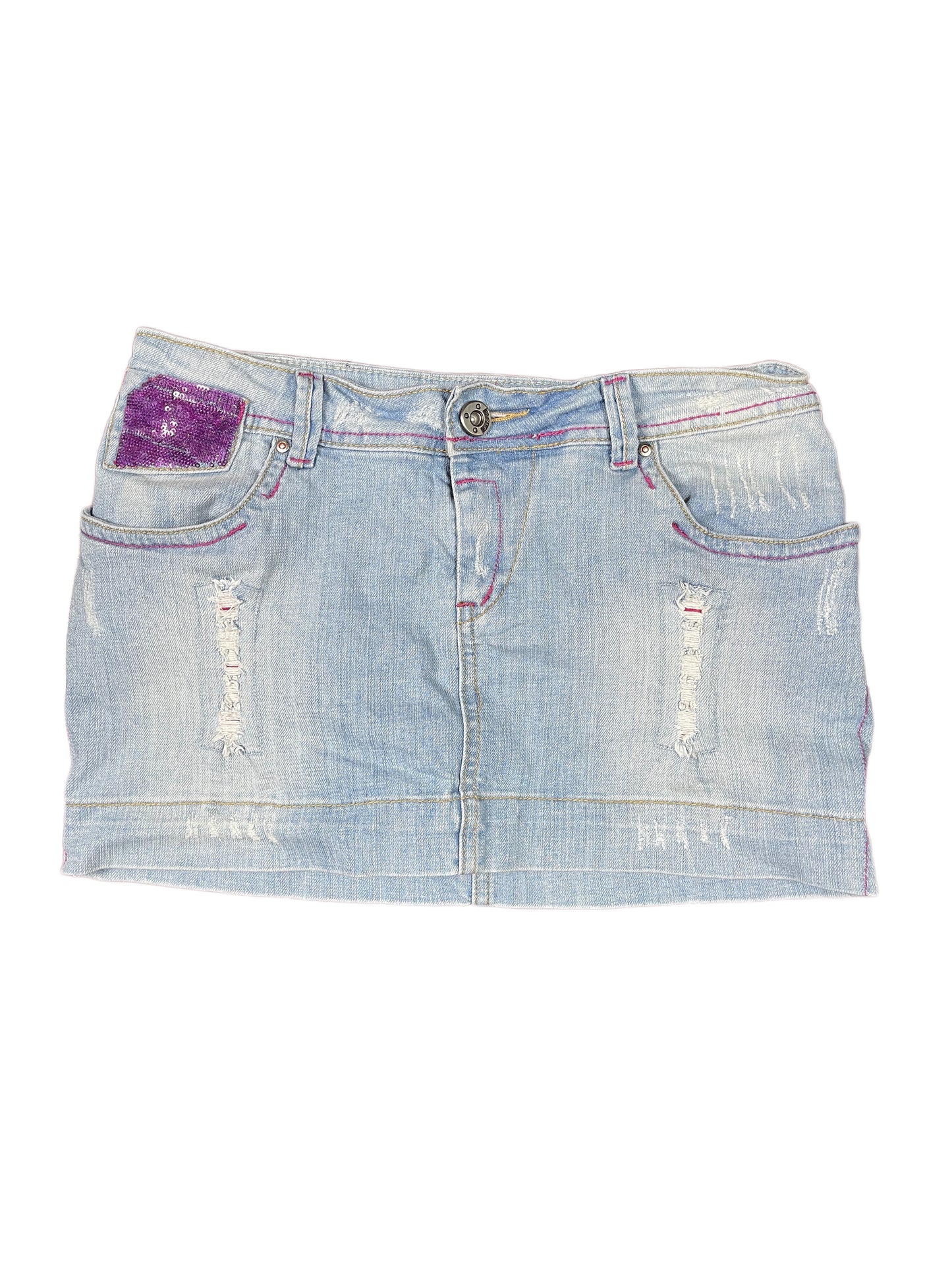 Y2k Wit Girl Denim Skirt Blue - XL