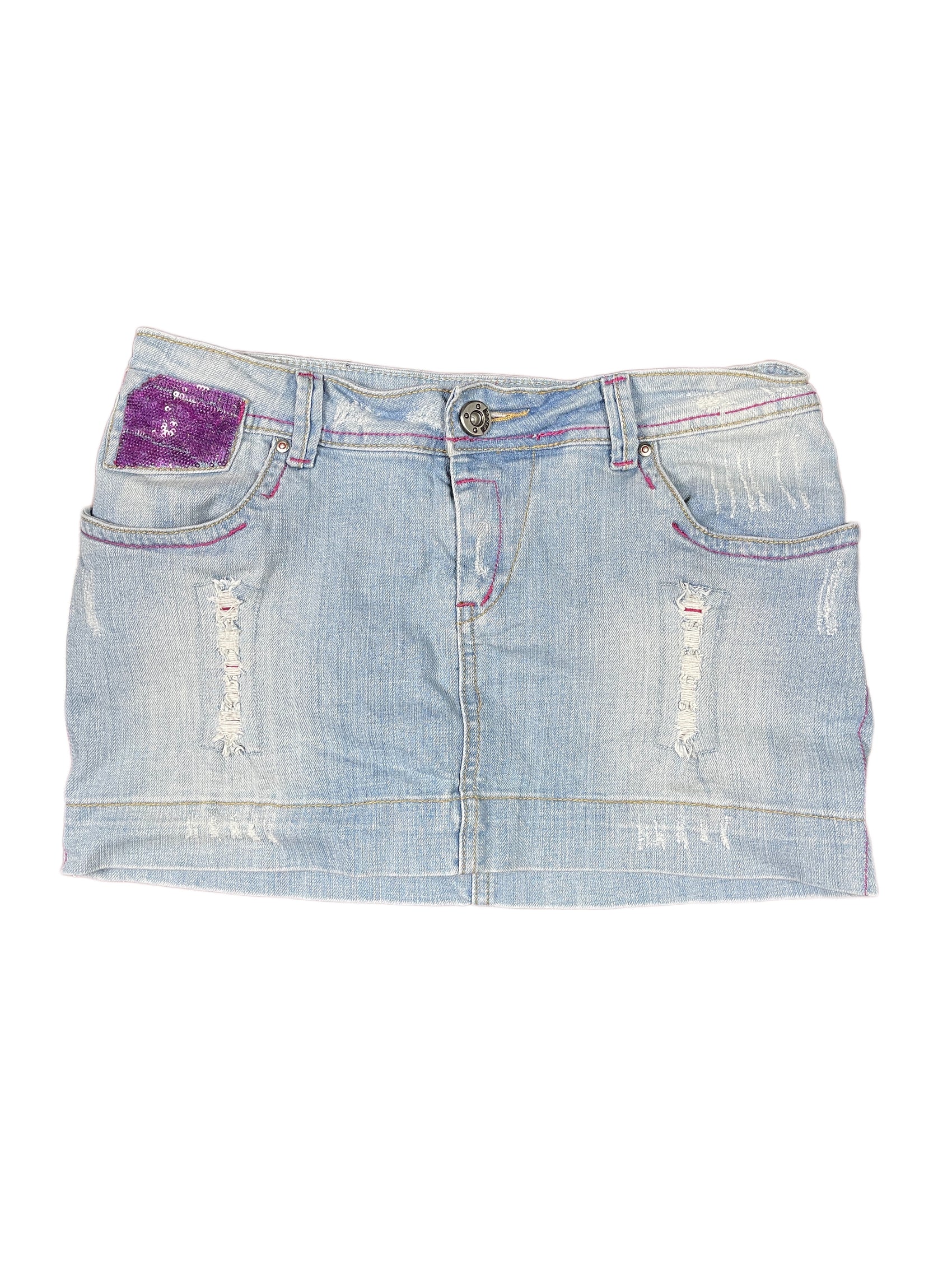 Y2k Wit Girl Denim Skirt Blue - XL