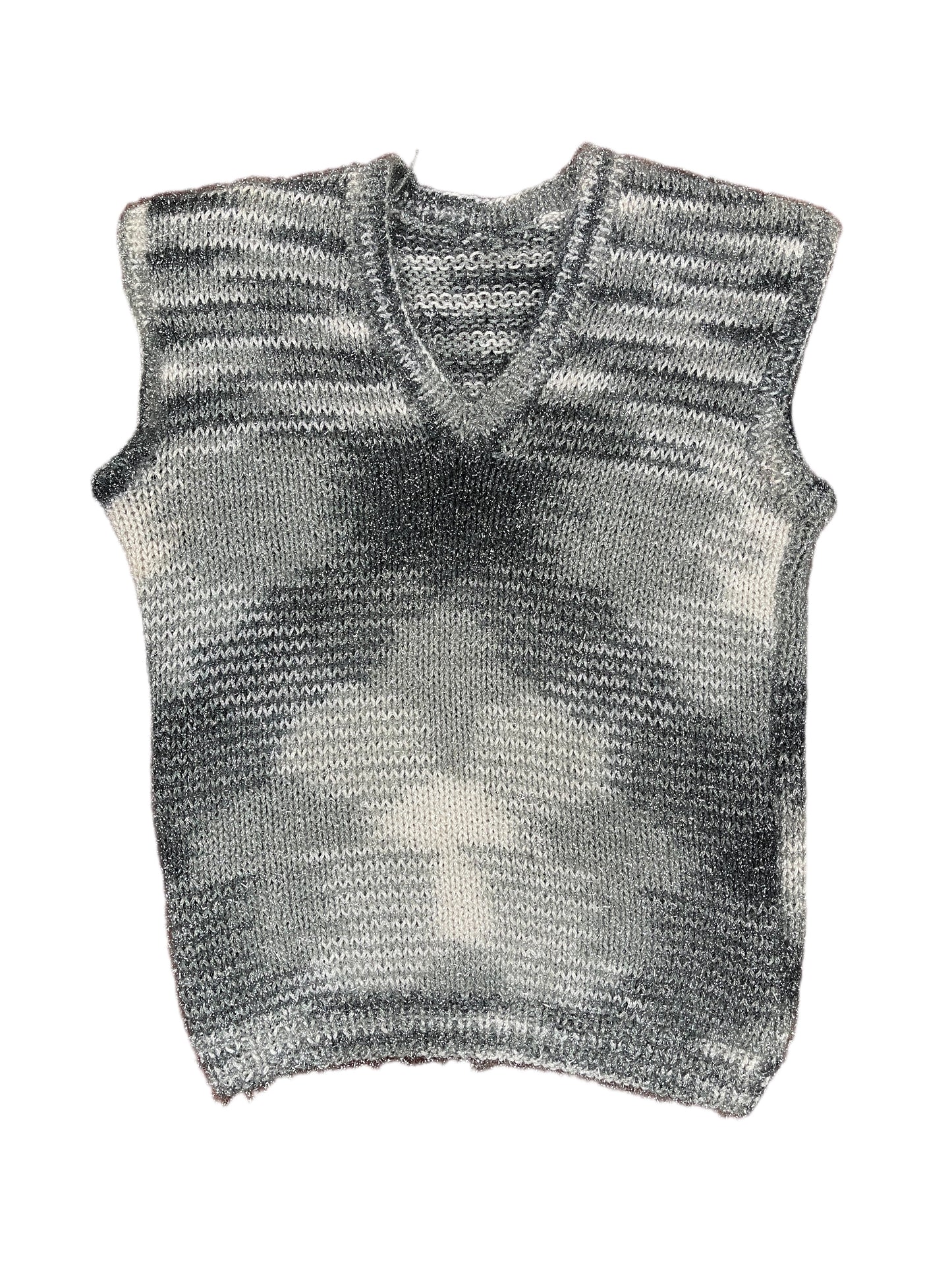 Self Knitted Sleeveless Sweatshirt Gray Silver - XS