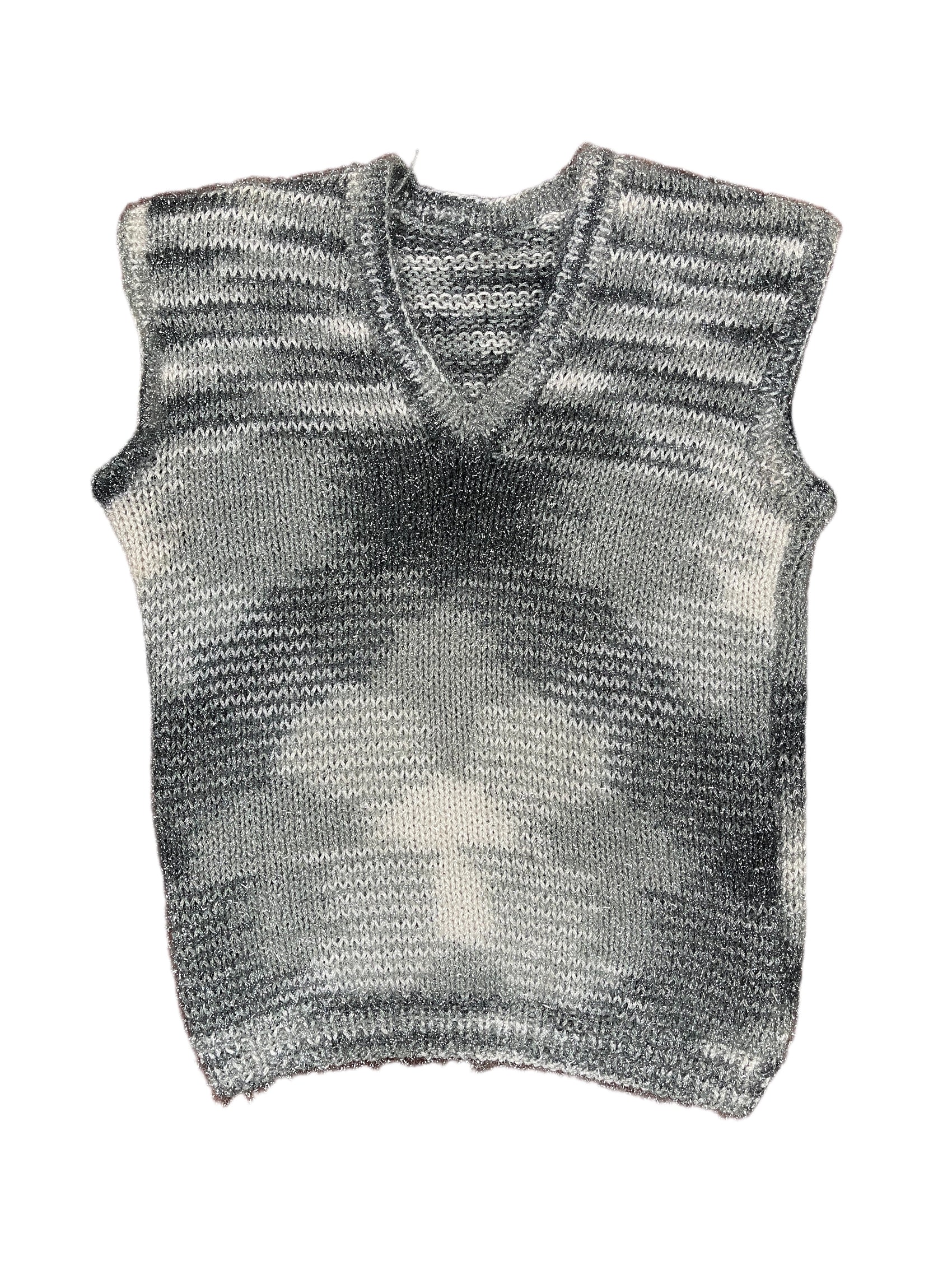 Self Knitted Sleeveless Sweatshirt Gray Silver - XS
