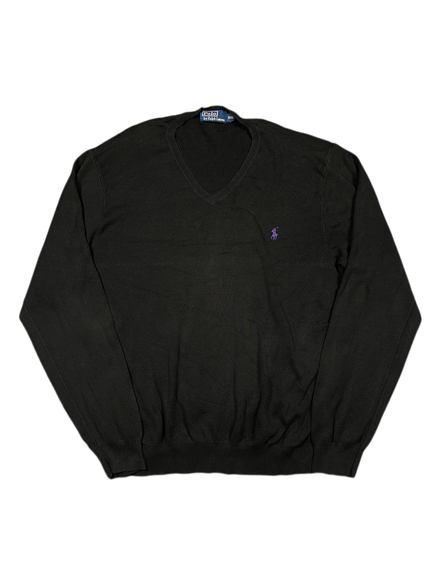 Vintage Polo Ralph Lauren Knitted Sweatshirt Black - XXL