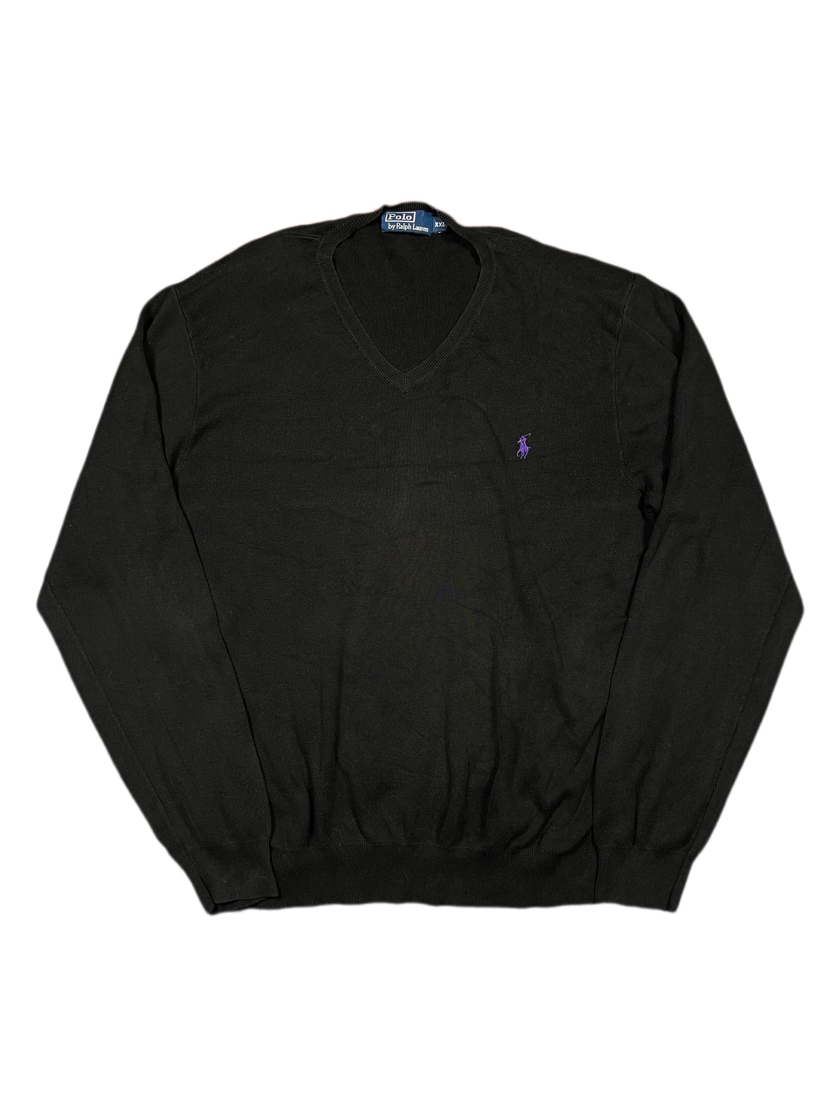 Vintage Polo Ralph Lauren Knitted Sweatshirt Black - XXL