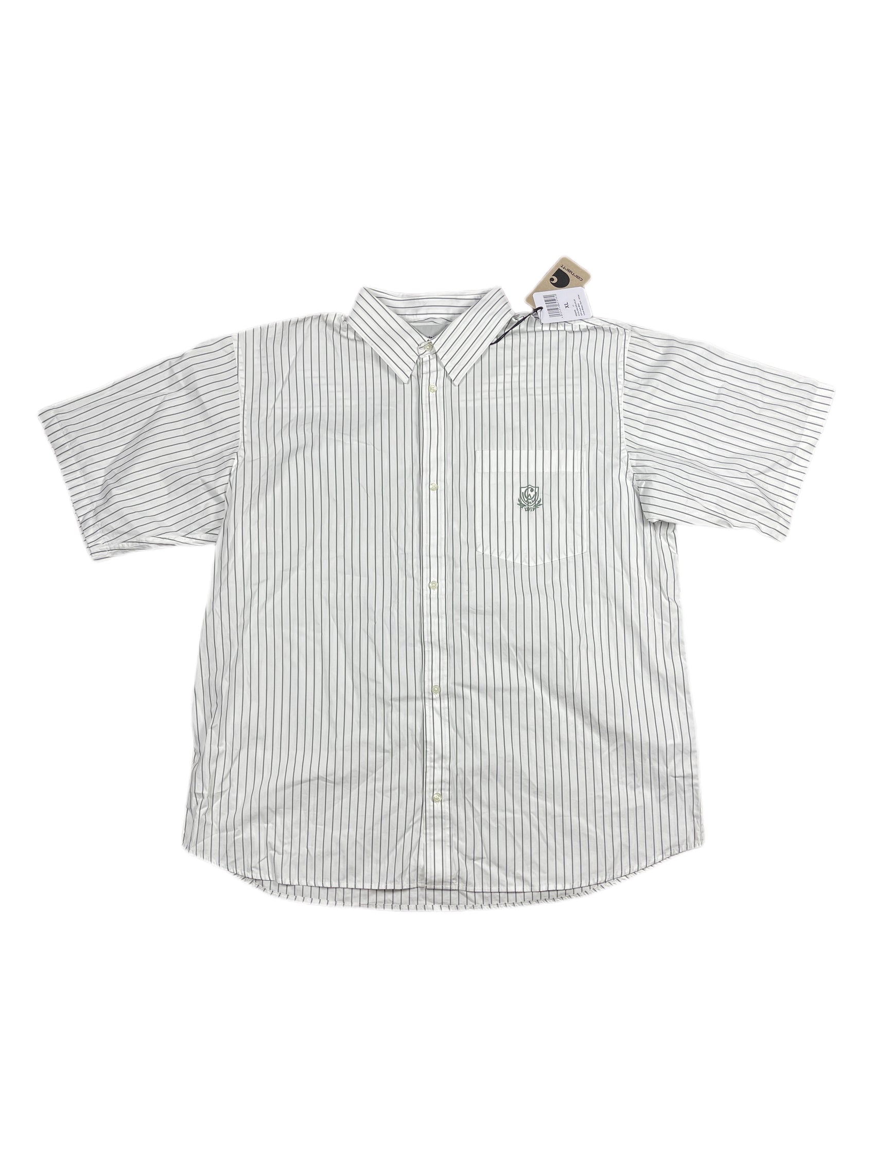 Carhartt Short Sleeve Shirt Striped White Gray - XL