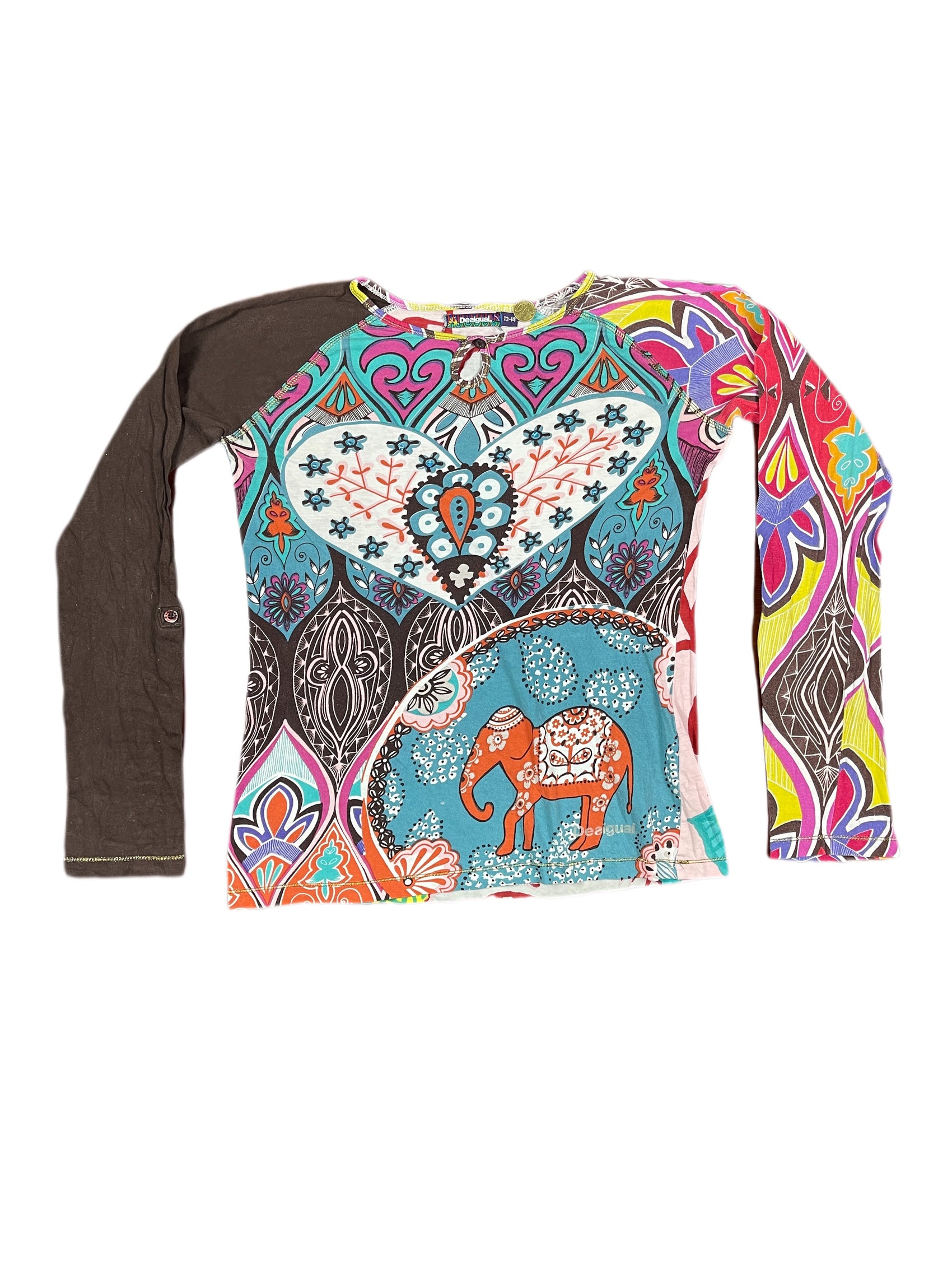 Vintage Desigual Long Sleeve Top Multicolor - XXS