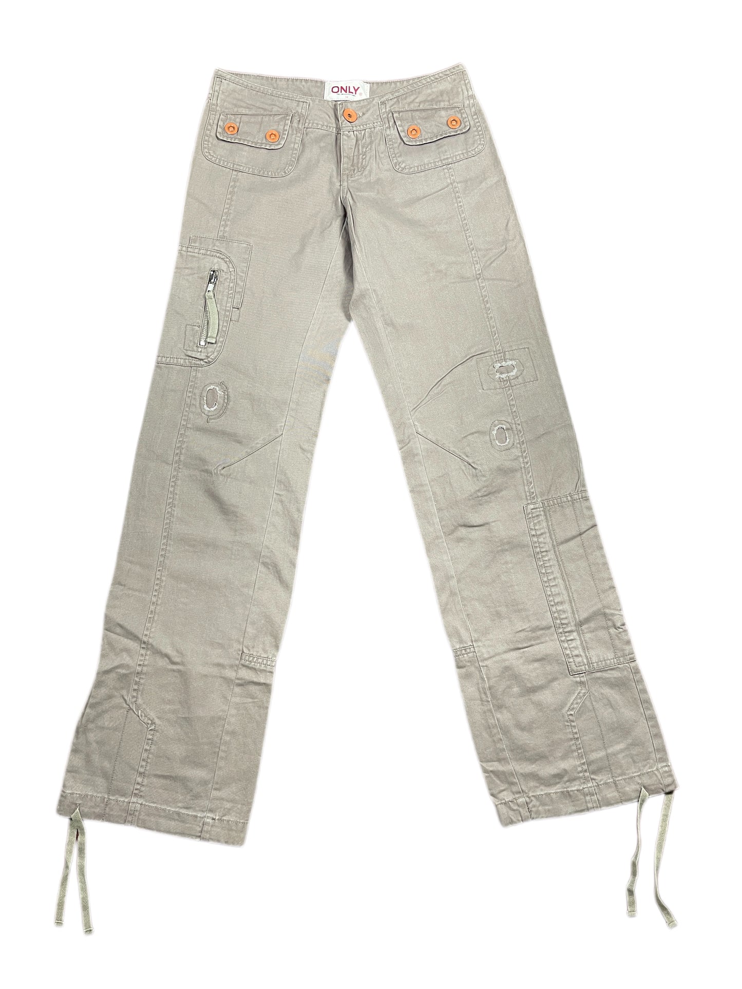 Y2k Only Low Waist Bootcut Pants Brown - XS