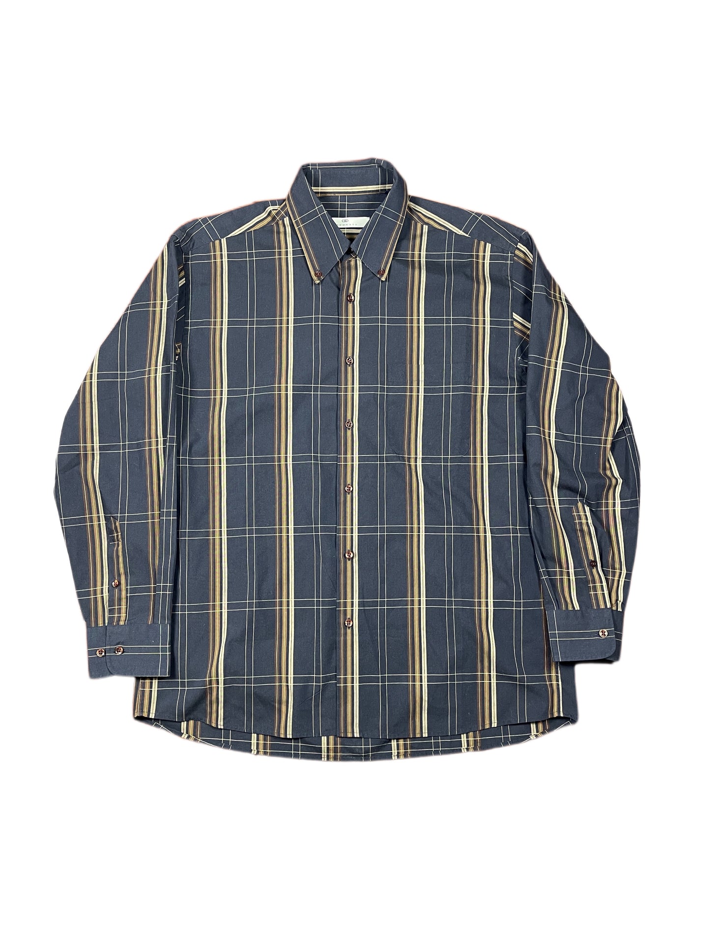 Vintage Didonato Long Sleeve Shirt Checkered Black Brown - L/XL