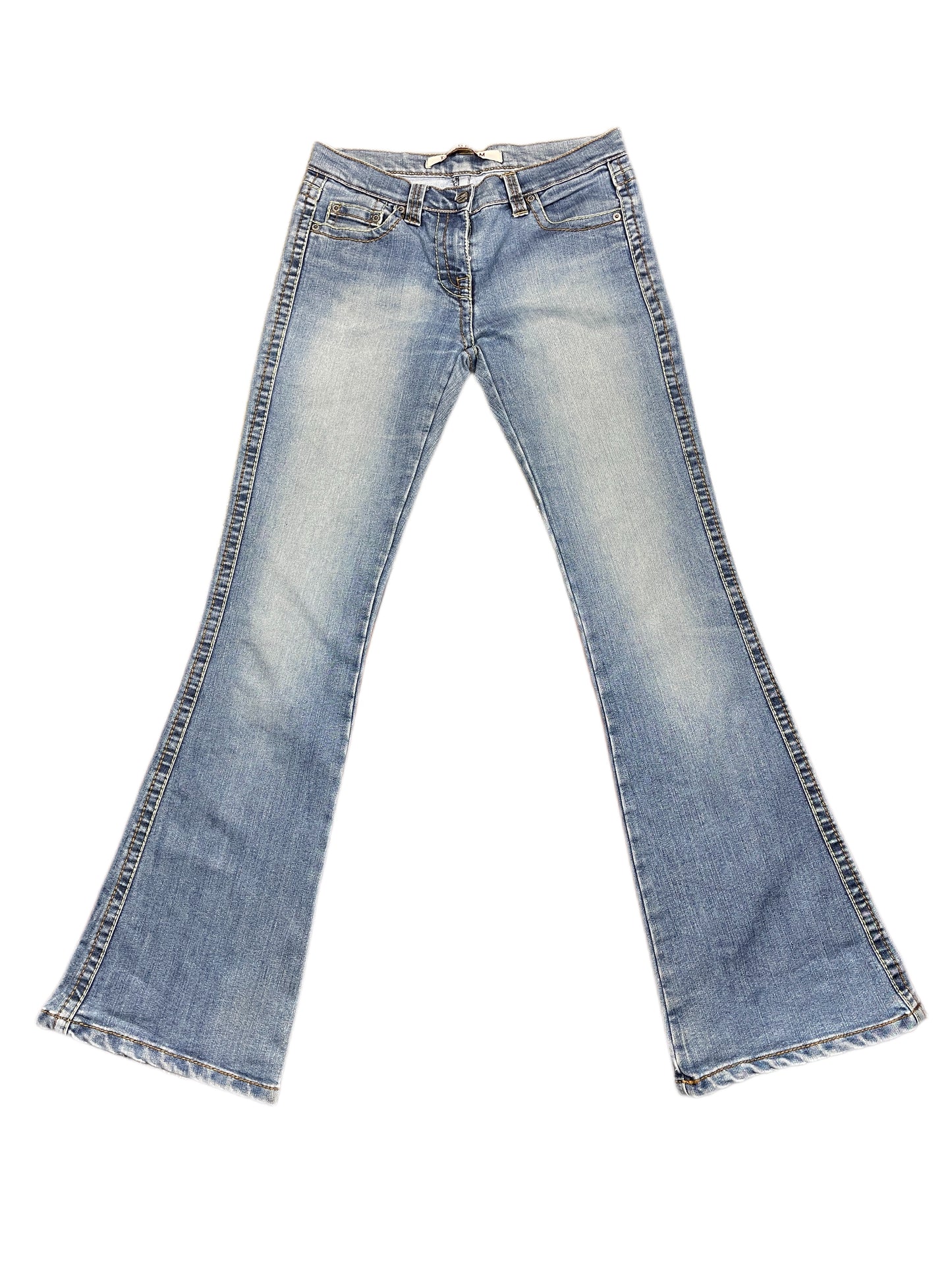 Zara Low Waist Flared Denim Pants Blue - XL