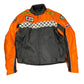 Vintage Motorcycle Racing Jacket Black Orange - XL