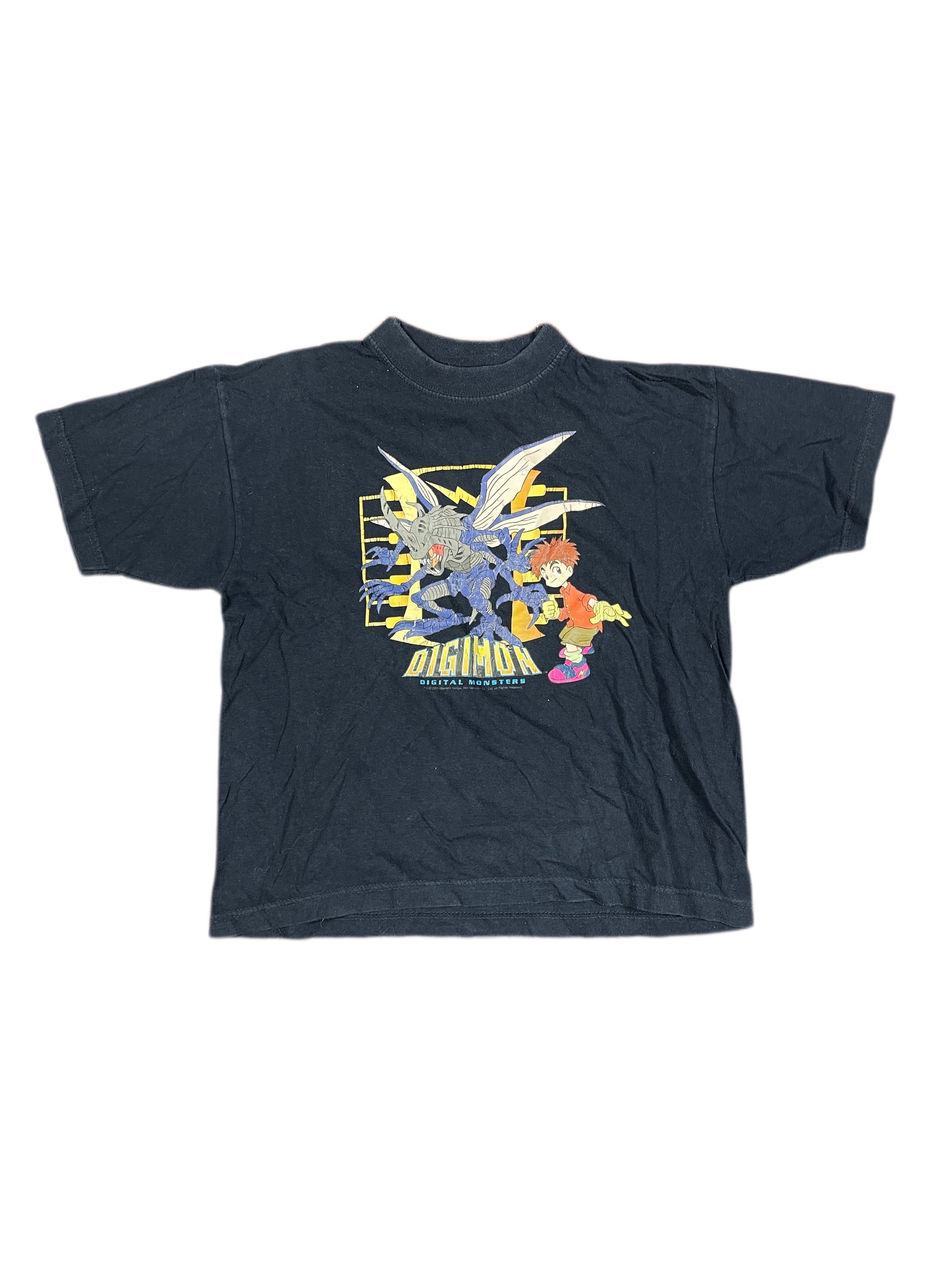 Vintage Digimon 2000 Baby Tee T-Shirt Navy - XS