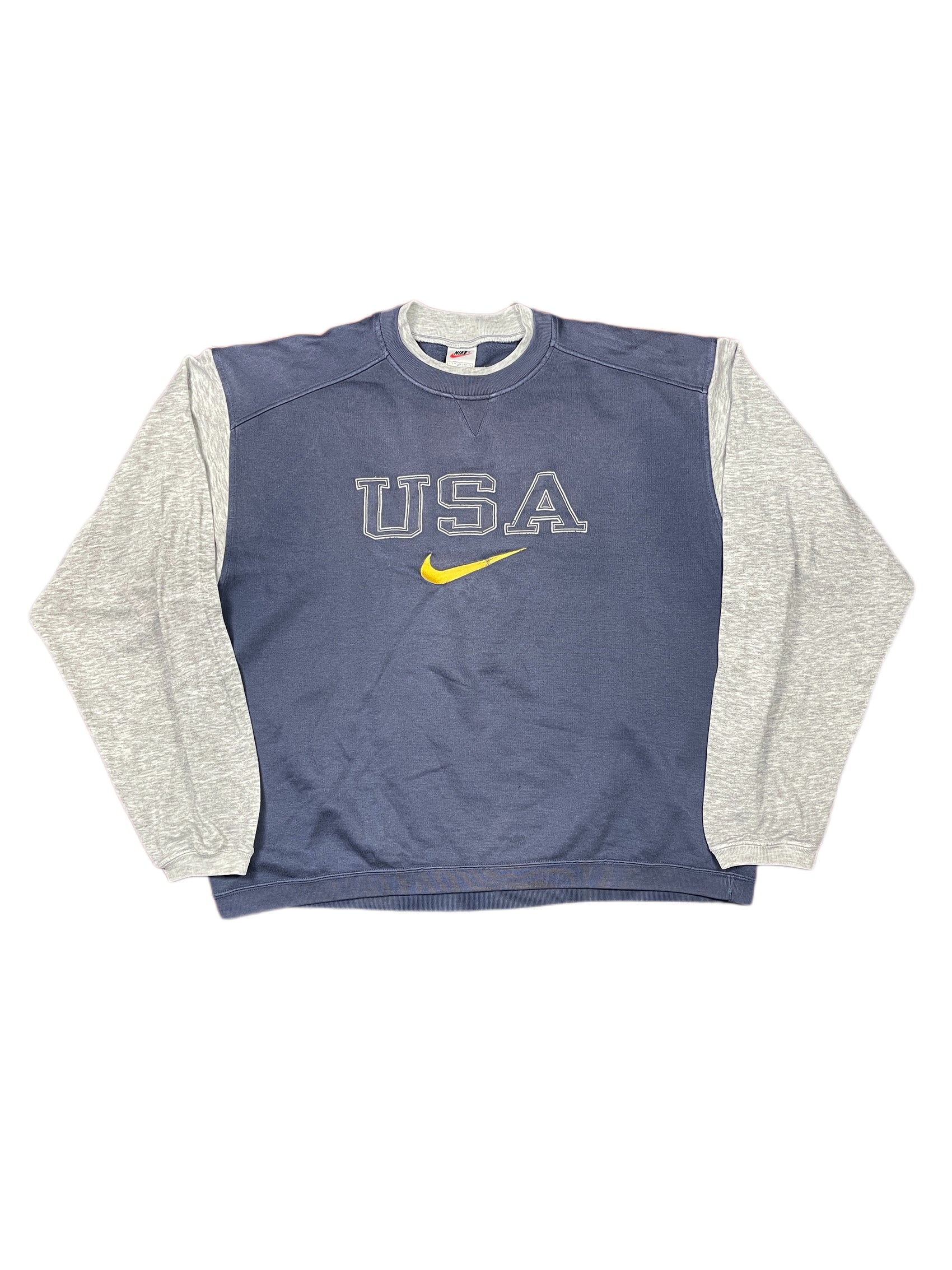 Vintage 1990s Nike Sweatshirt Navy Gray - M
