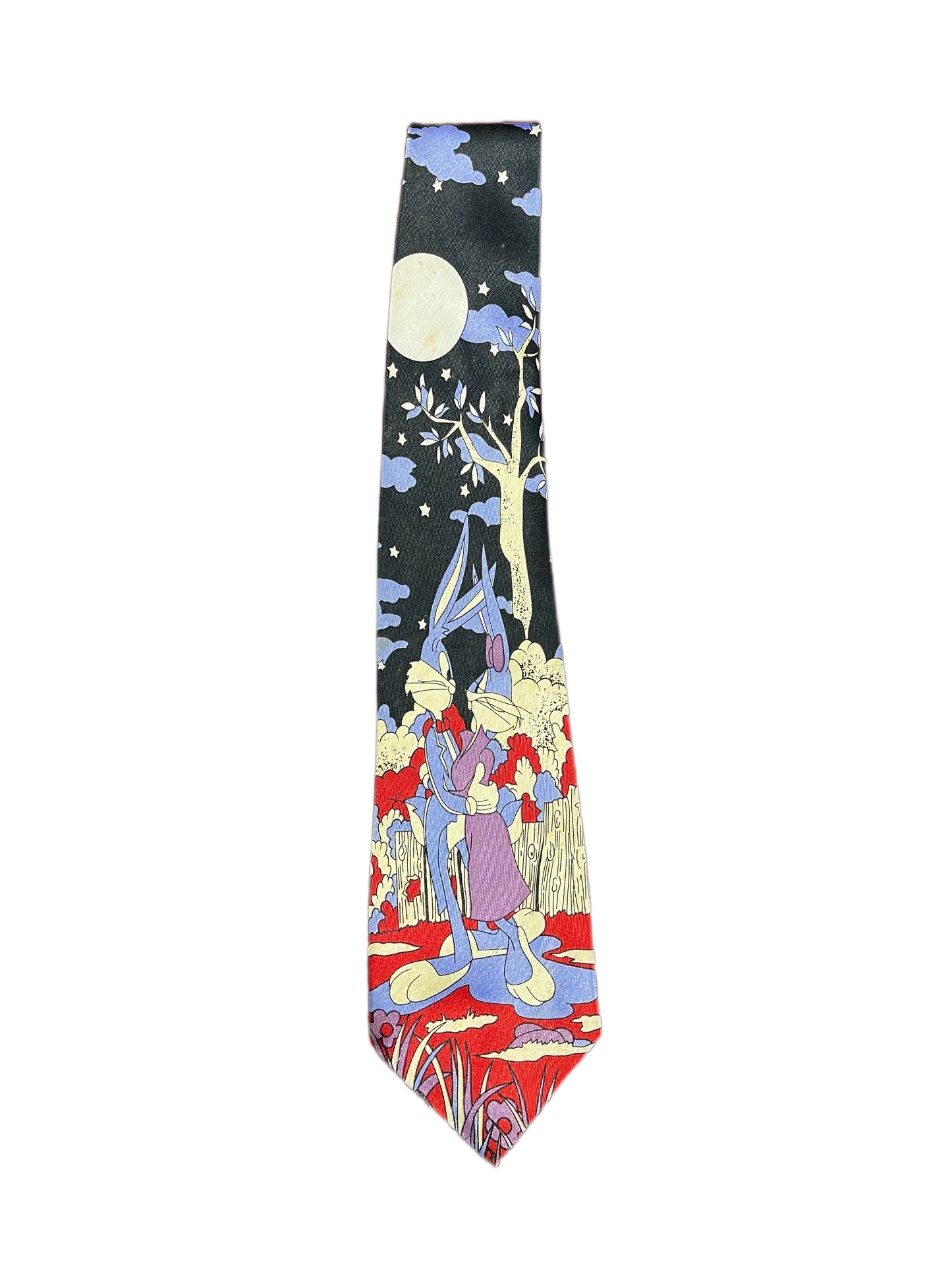 Vintage Looney Tunes Tie Black Silk