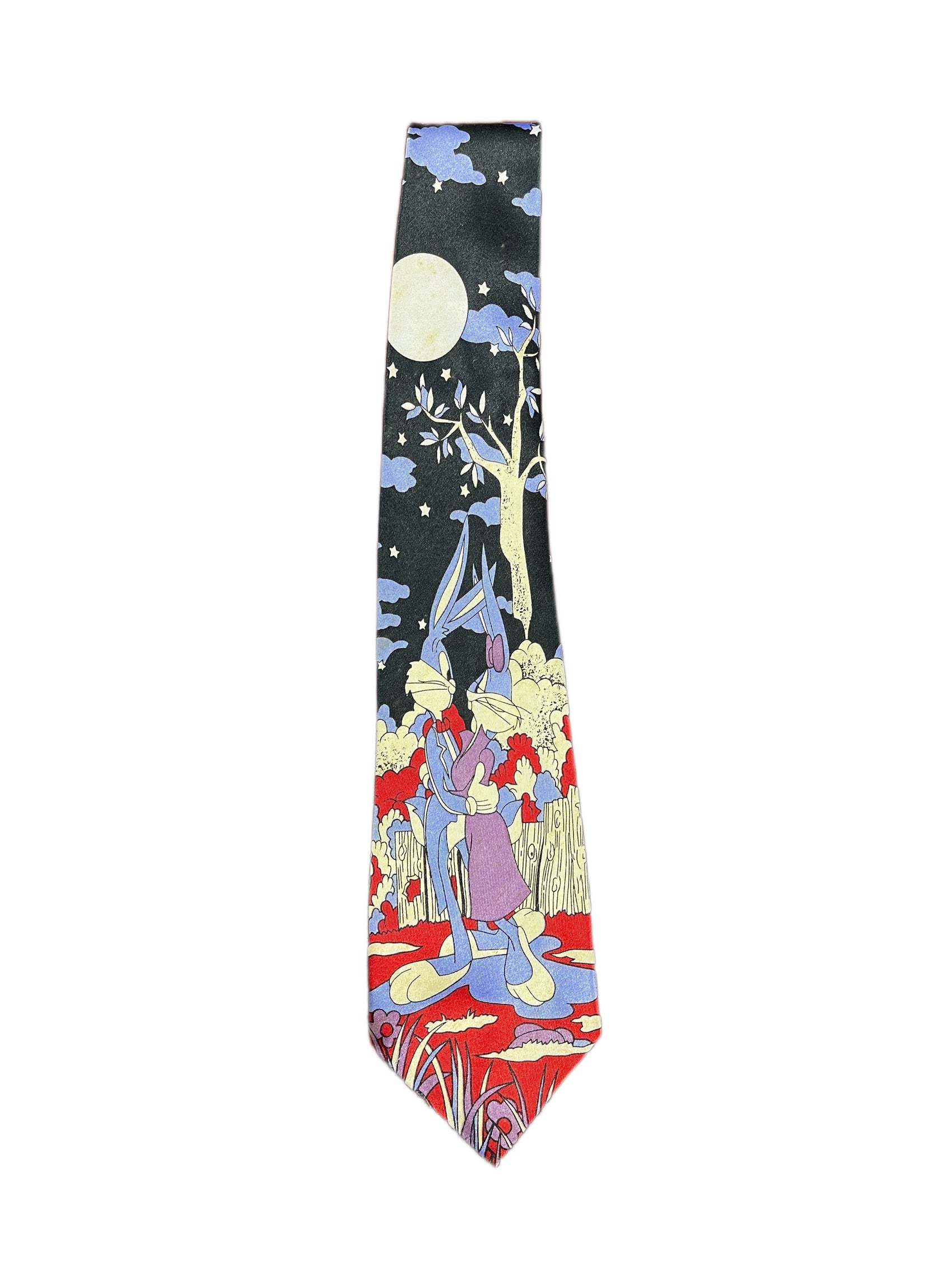 Vintage Looney Tunes Tie Black Silk