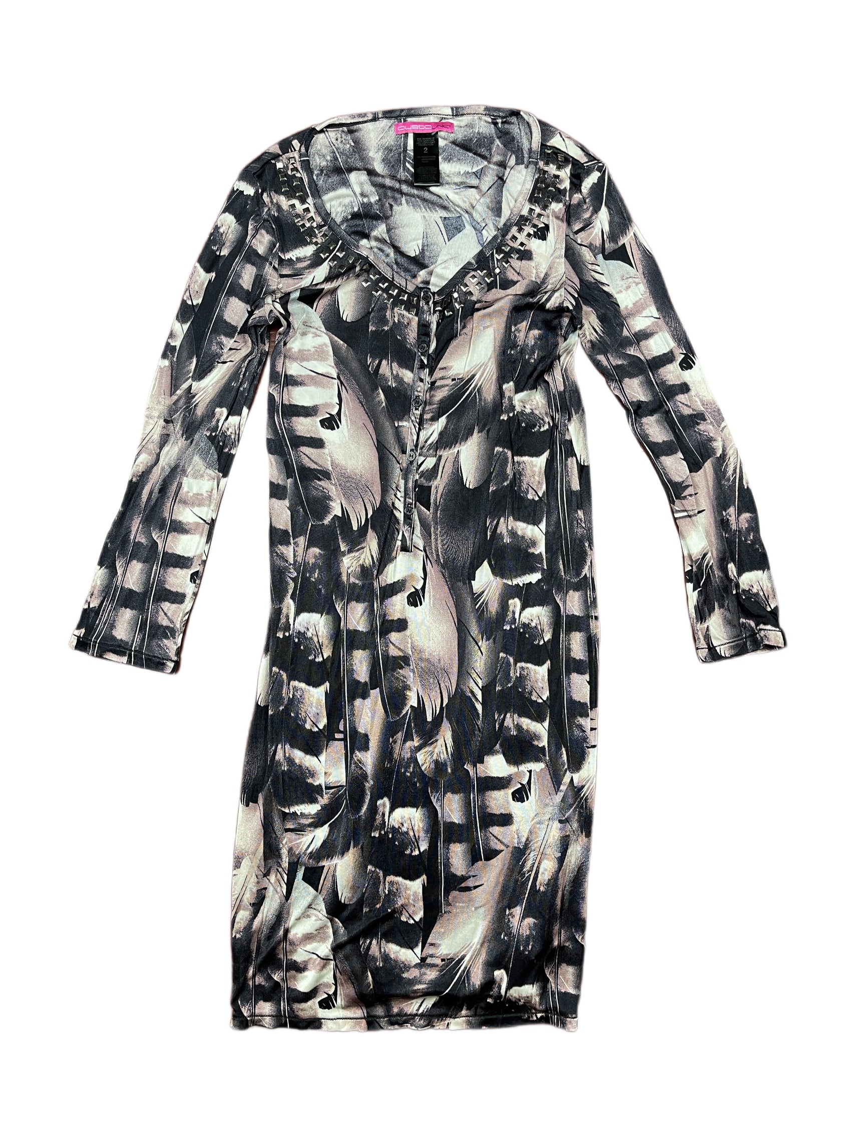 Y2k Custo Barcelona Long Sleeve Dress Black - S