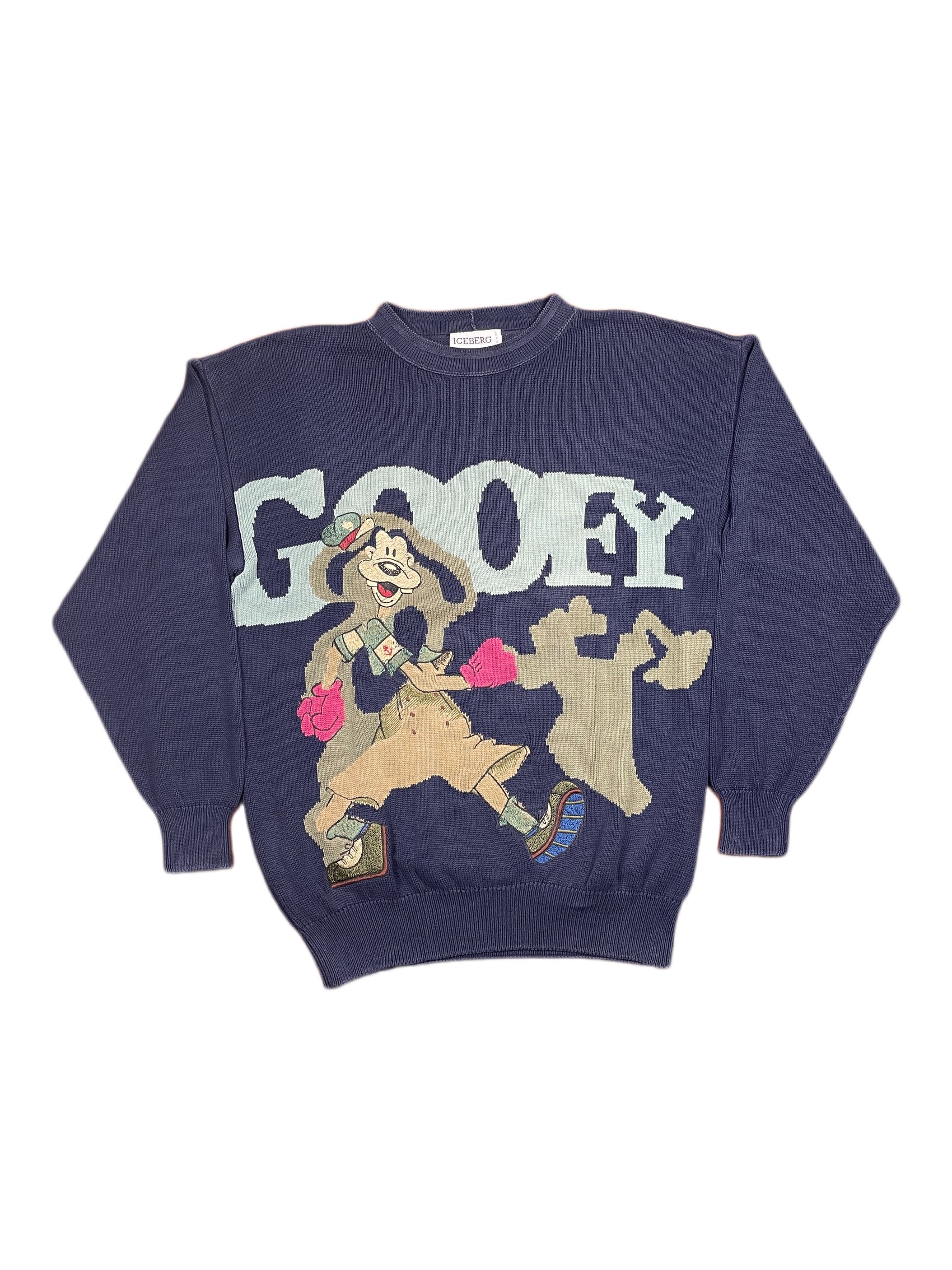 Vintage Iceberg Goofy 1990s Knitted Sweatshirt Navy - XXL