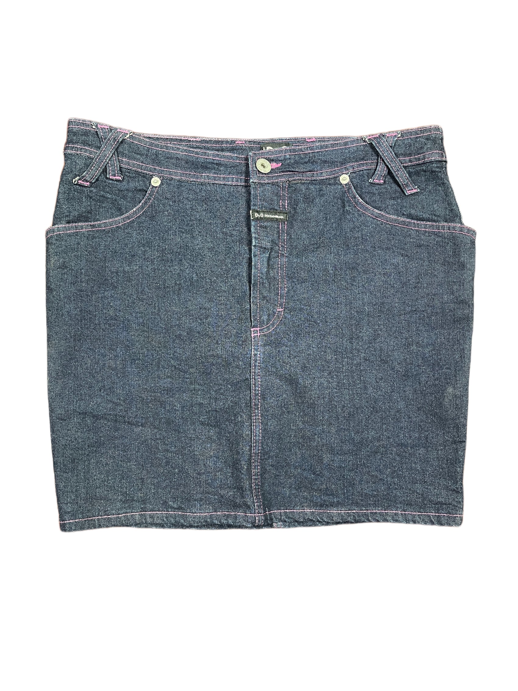 Y2k Dolce & Gabbana Denim Skirt Blue Pink - L