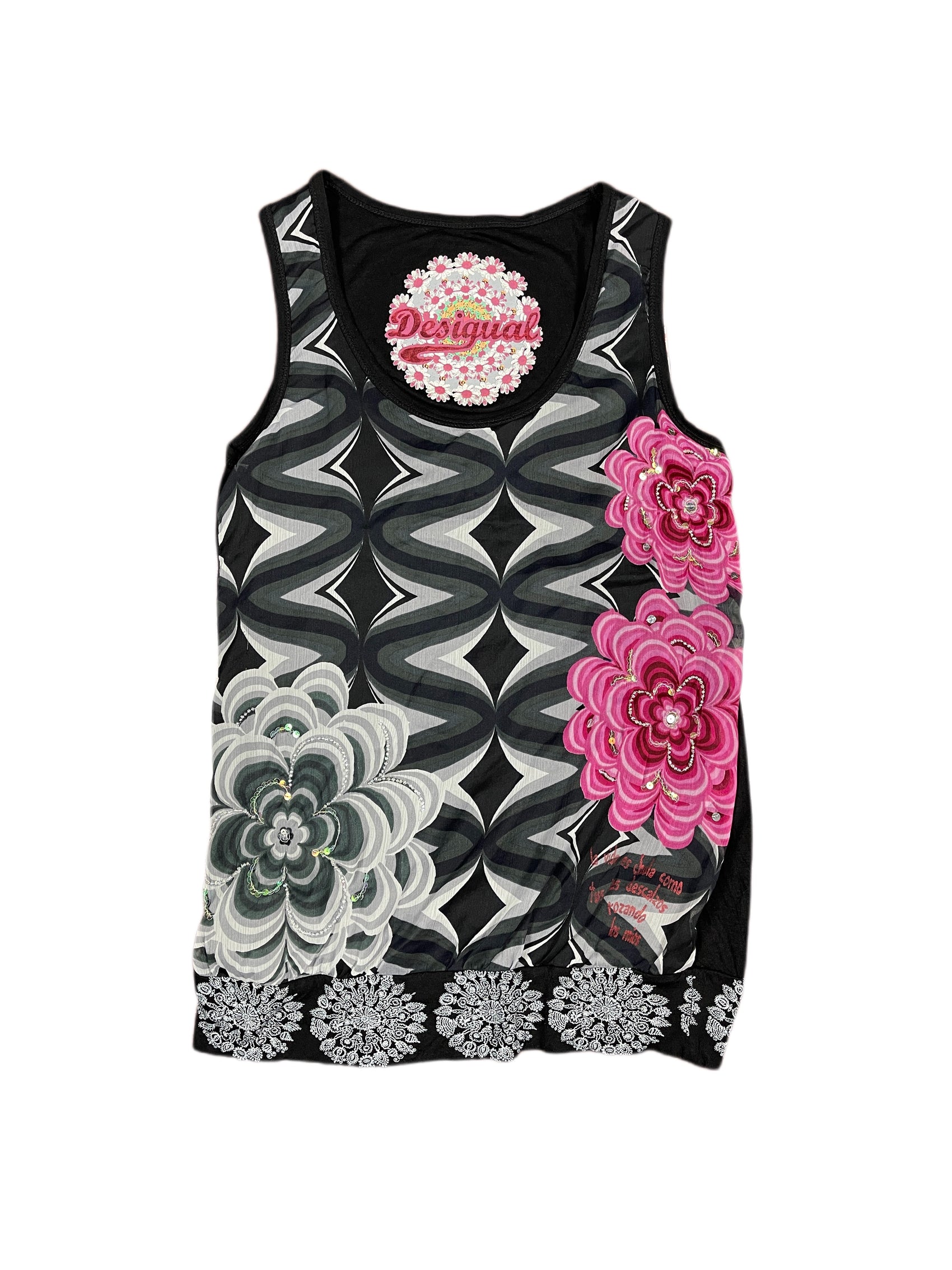 Y2k Desigual Sleeveless Top Black - S