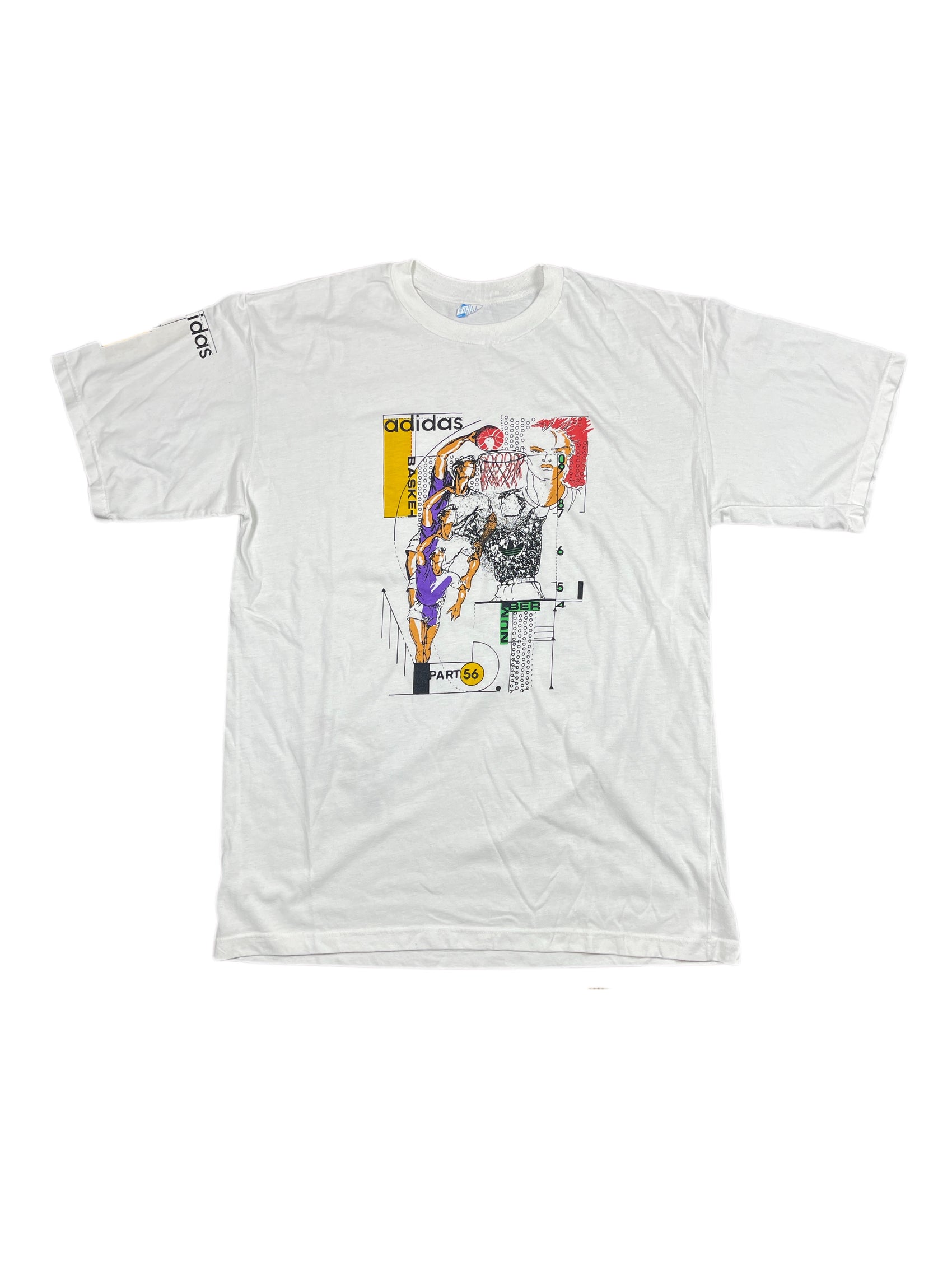 Vintage Adidas 1980s Basketball T-Shirt White - M/L