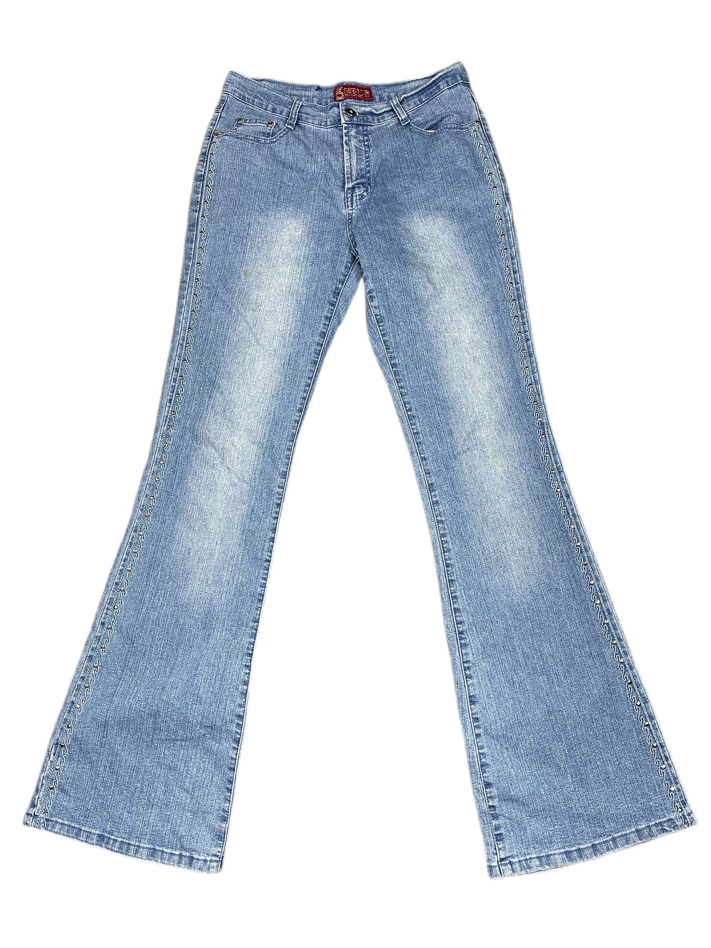 Y2k Ebus Flared Denim Pants Blue - M