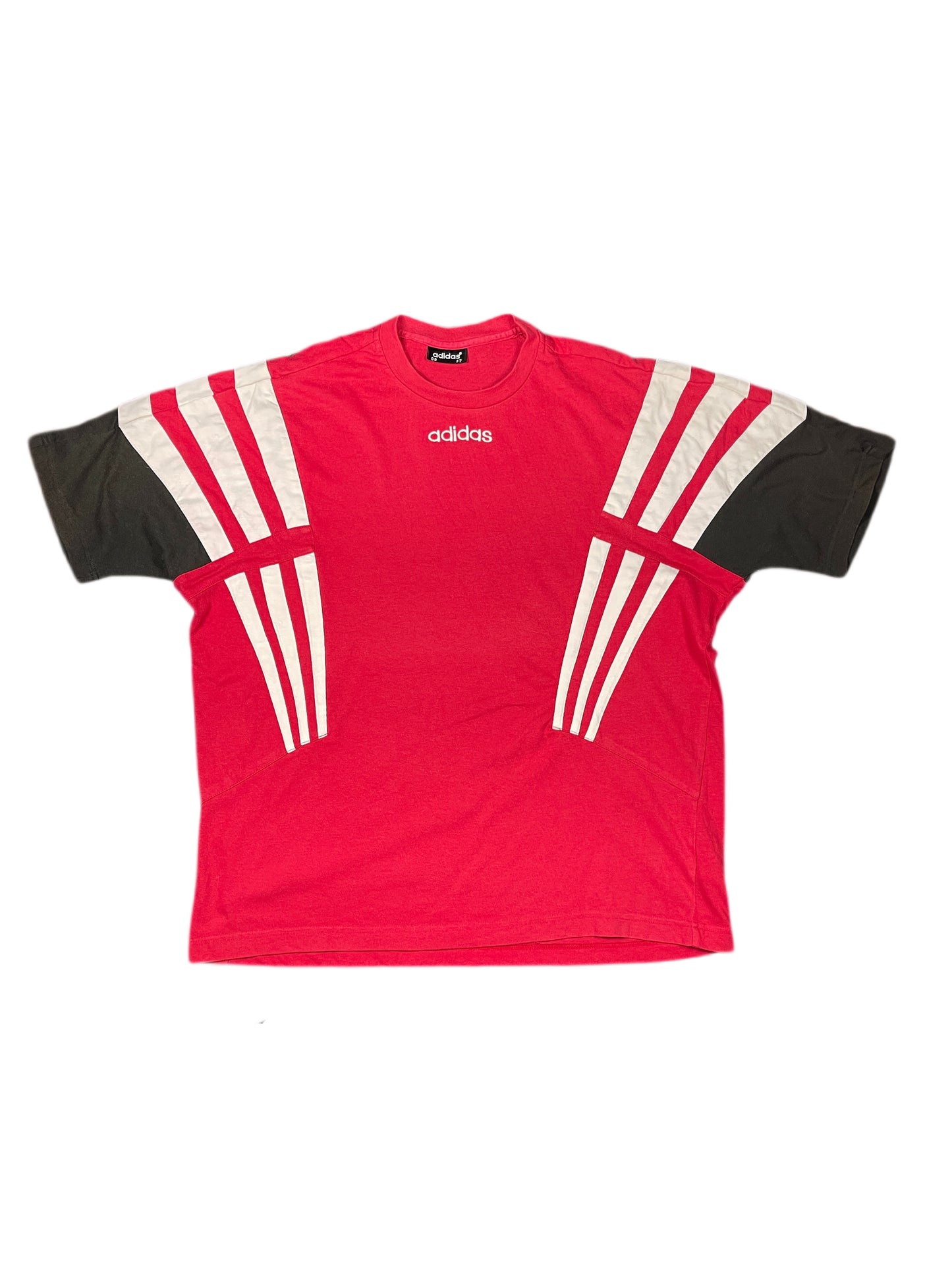 Vintage 90s Adidas T-Shirt Red White - XXL