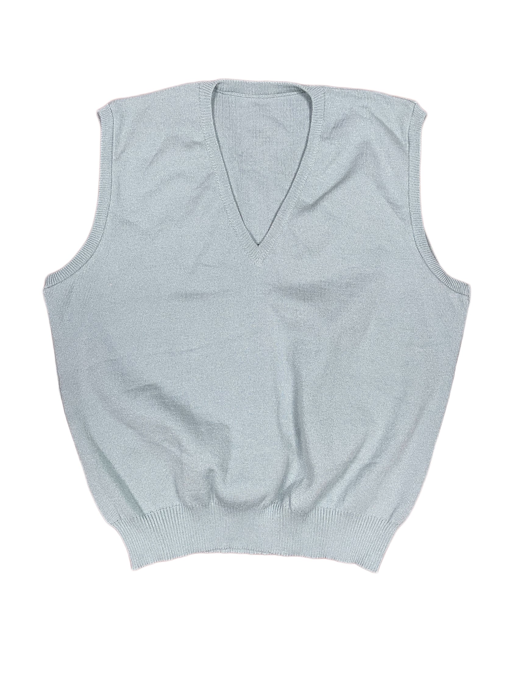 Vintage Sleeveless Knitted Sweatshirt Turquoise - L