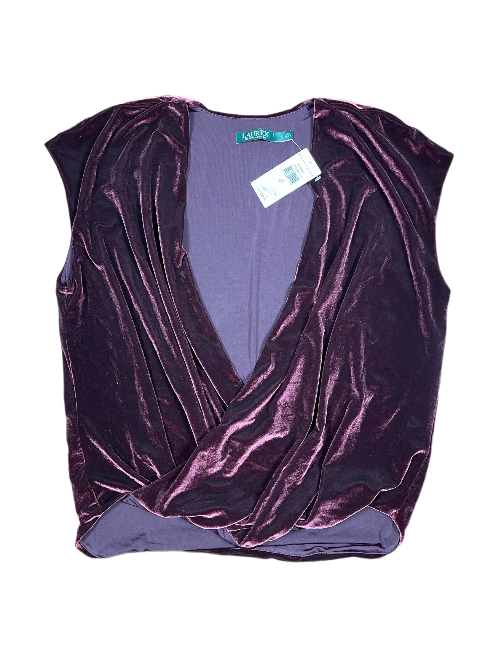 Ralph Lauren Green Label Sleeveless Top Velvet Bordeaux - L