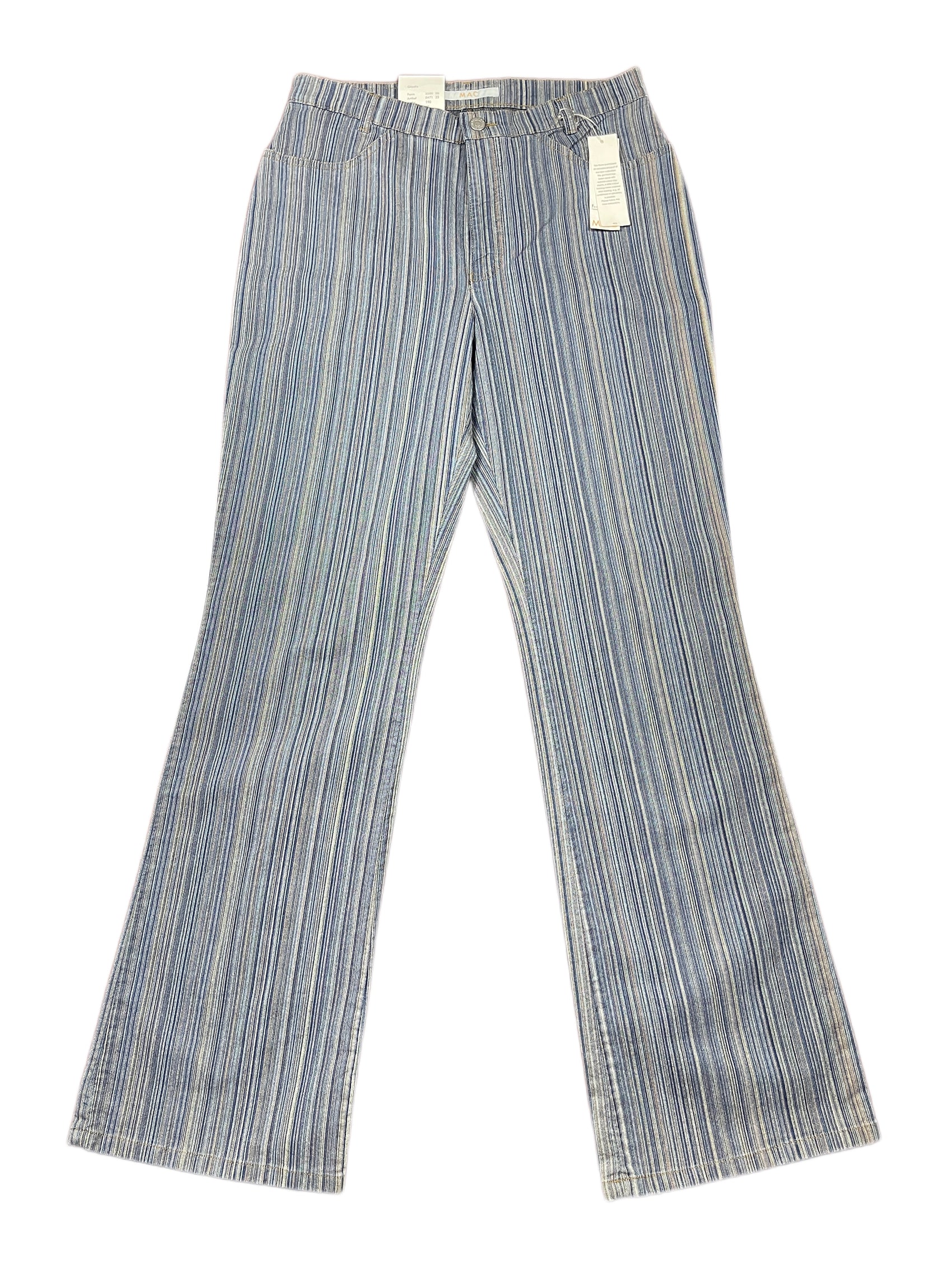 Y2k Mac Flared Pants Striped Blue - XL