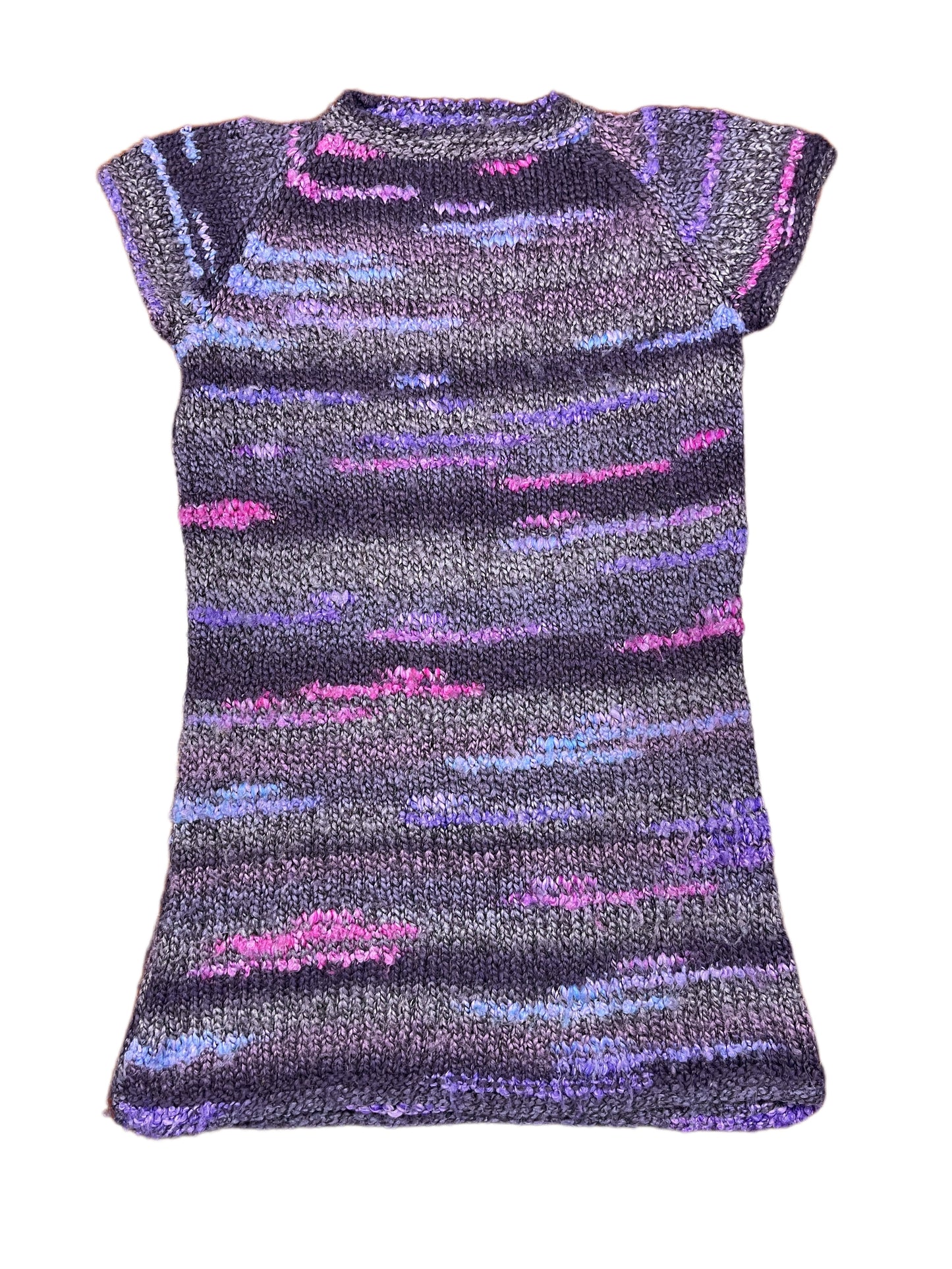 Vintage Knitted Short Sleeve Dress Purple - XL