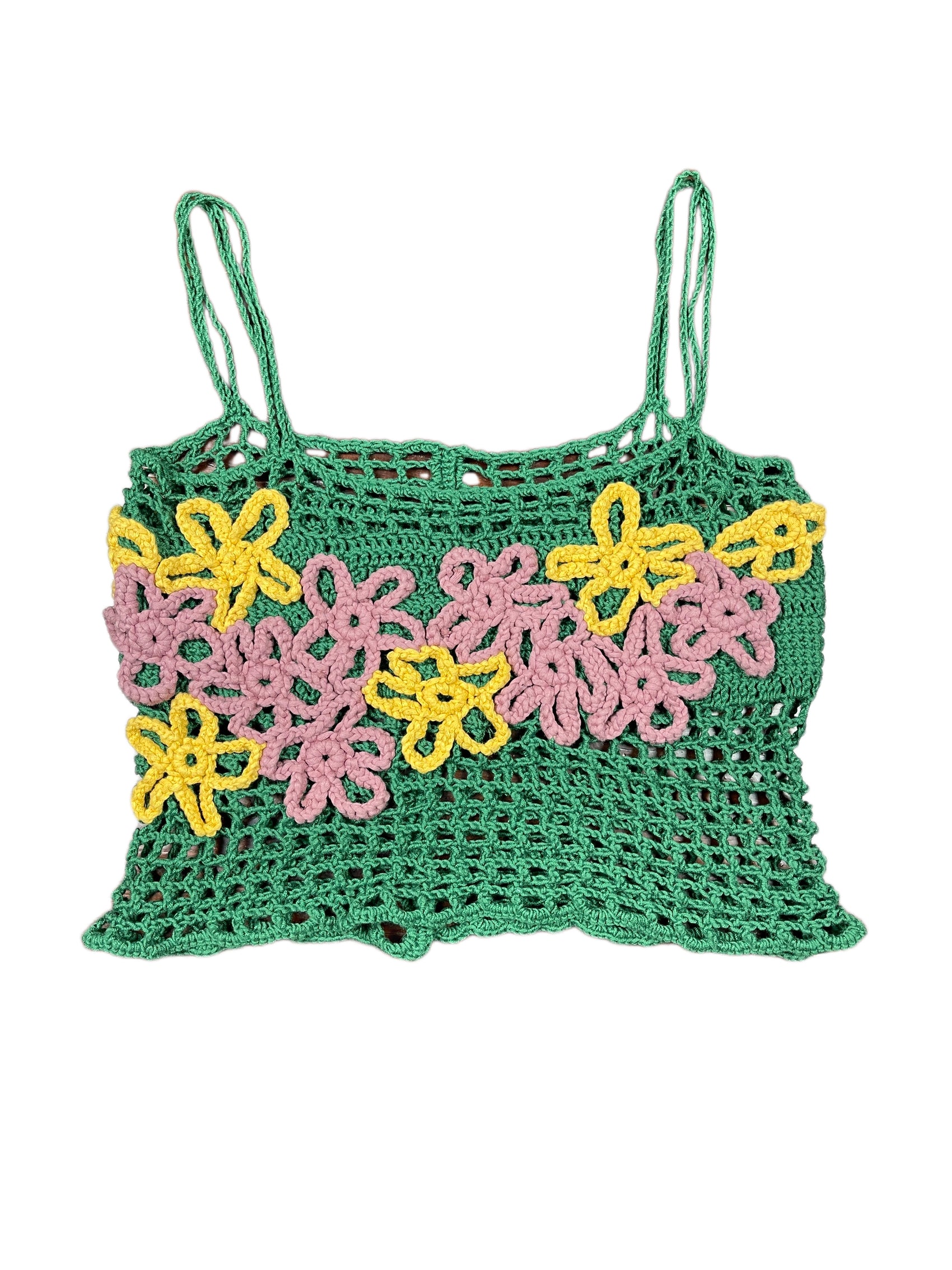 Knitted Sleeveless Top Green Multicolor L