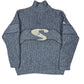 Vintage Sun Valley Knitted Zip Sweatshirt Blue - M